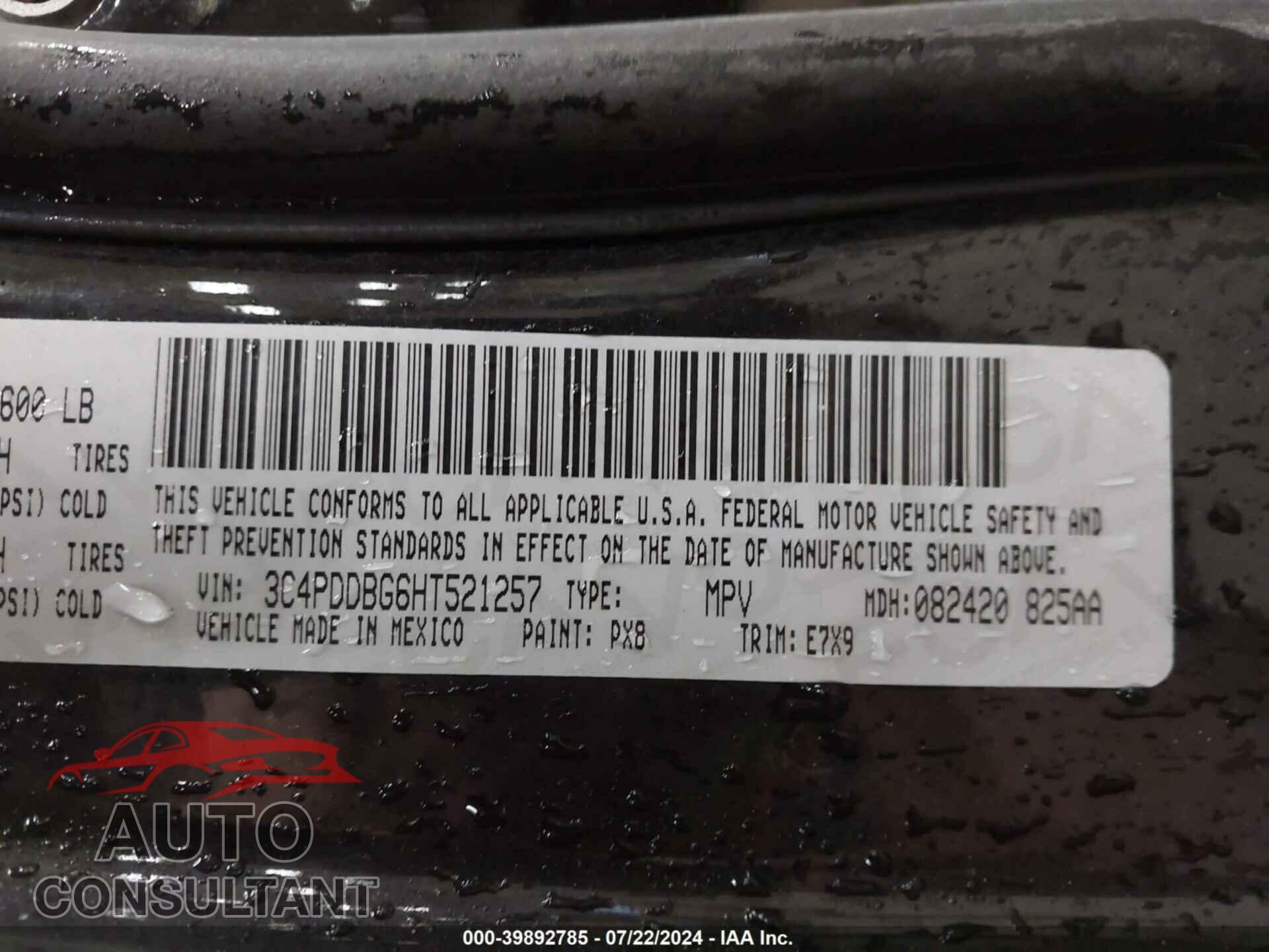 DODGE JOURNEY 2017 - 3C4PDDBG6HT521257