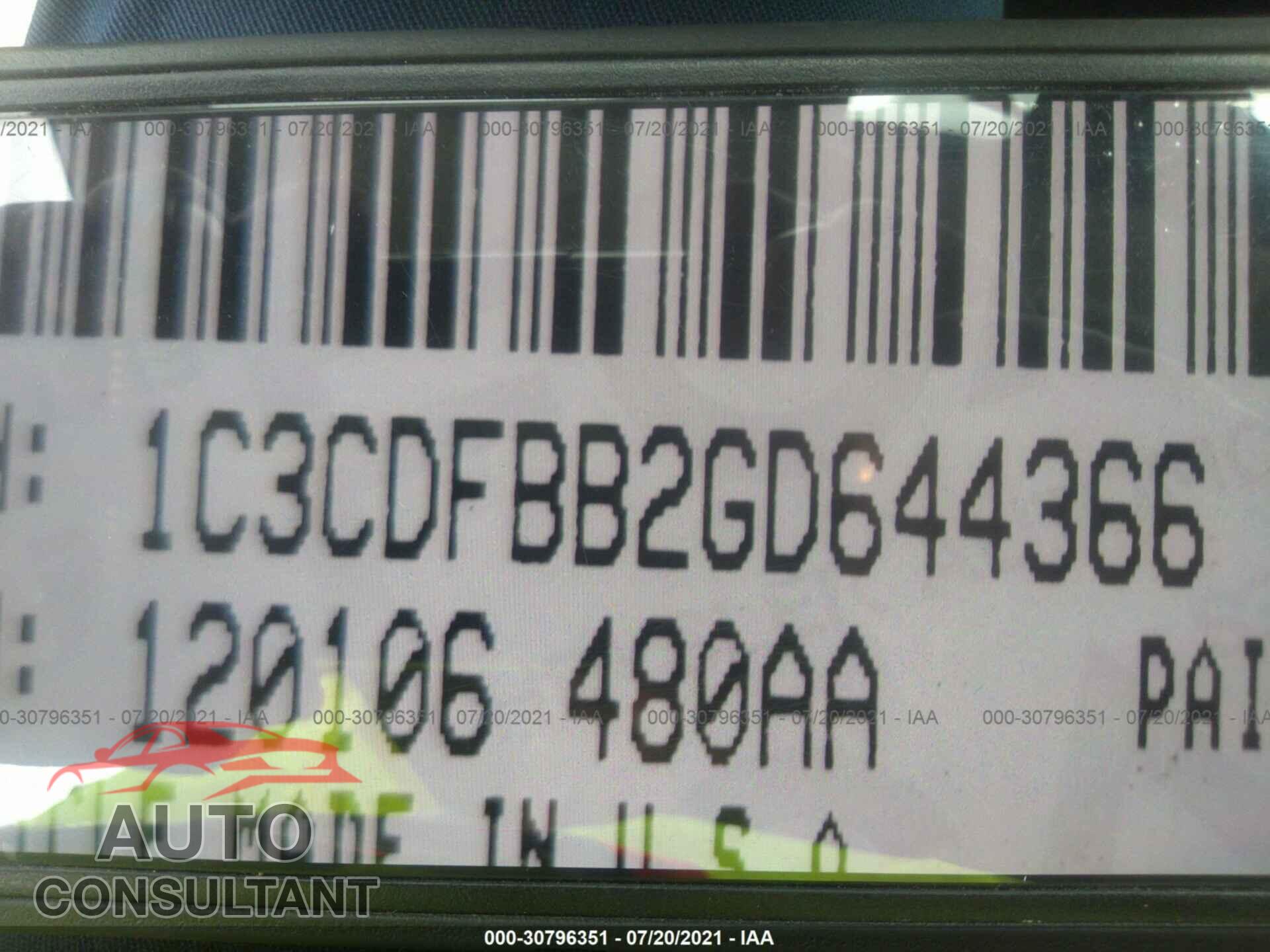 DODGE DART 2016 - 1C3CDFBB2GD644366