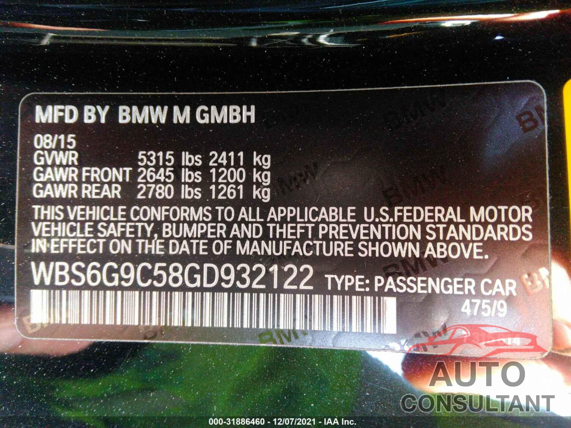 BMW M6 2016 - WBS6G9C58GD932122