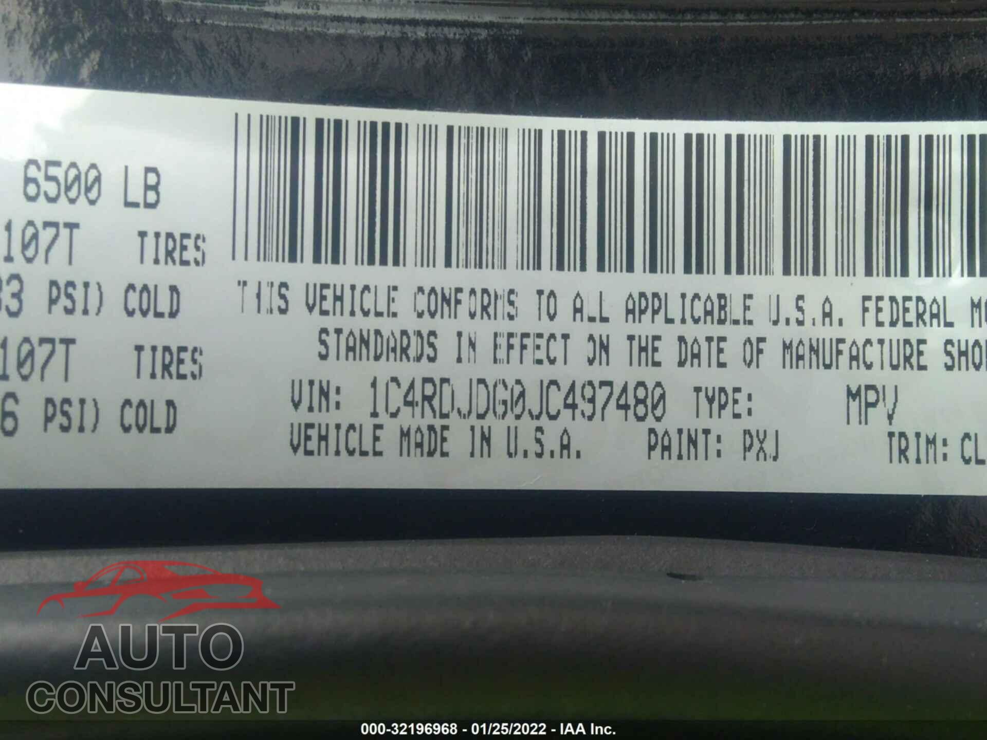 DODGE DURANGO 2018 - 1C4RDJDG0JC497480