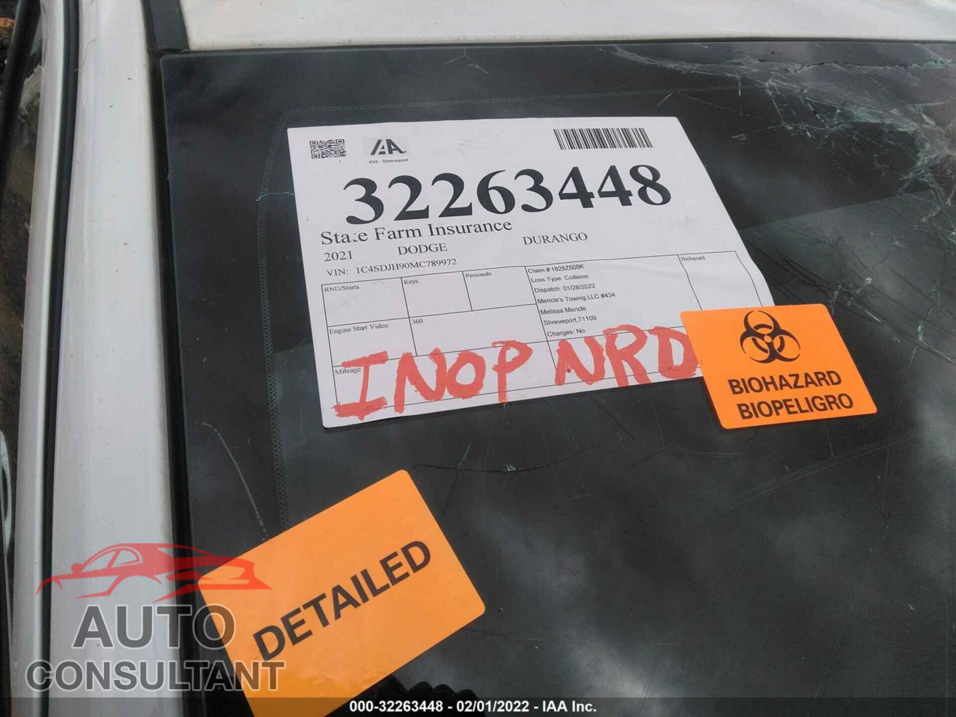 DODGE DURANGO 2021 - 1C4SDJH90MC789972
