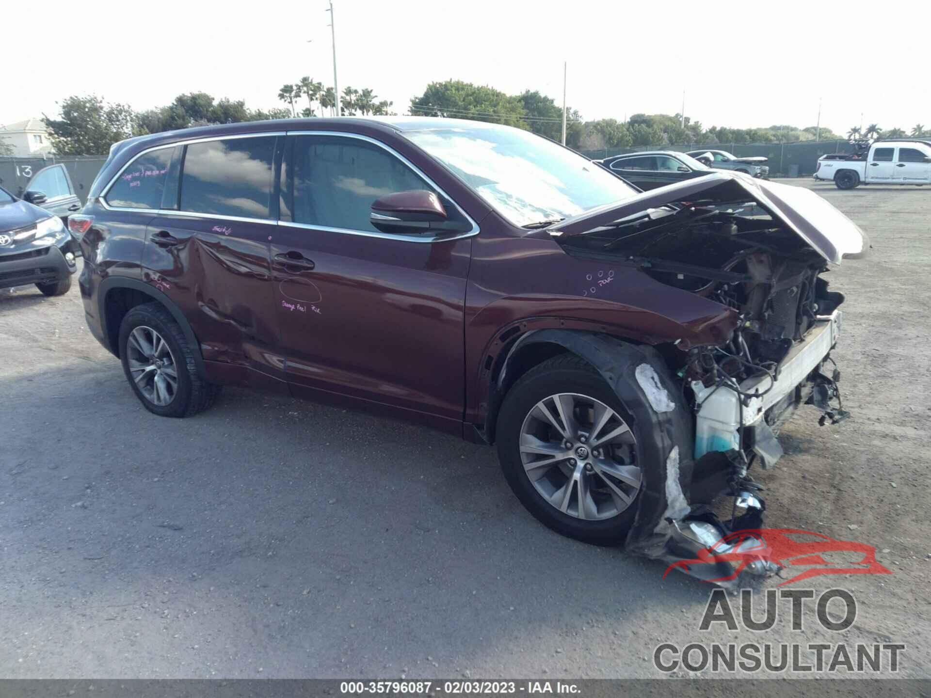 TOYOTA HIGHLANDER 2016 - 5TDZKRFH5GS141771