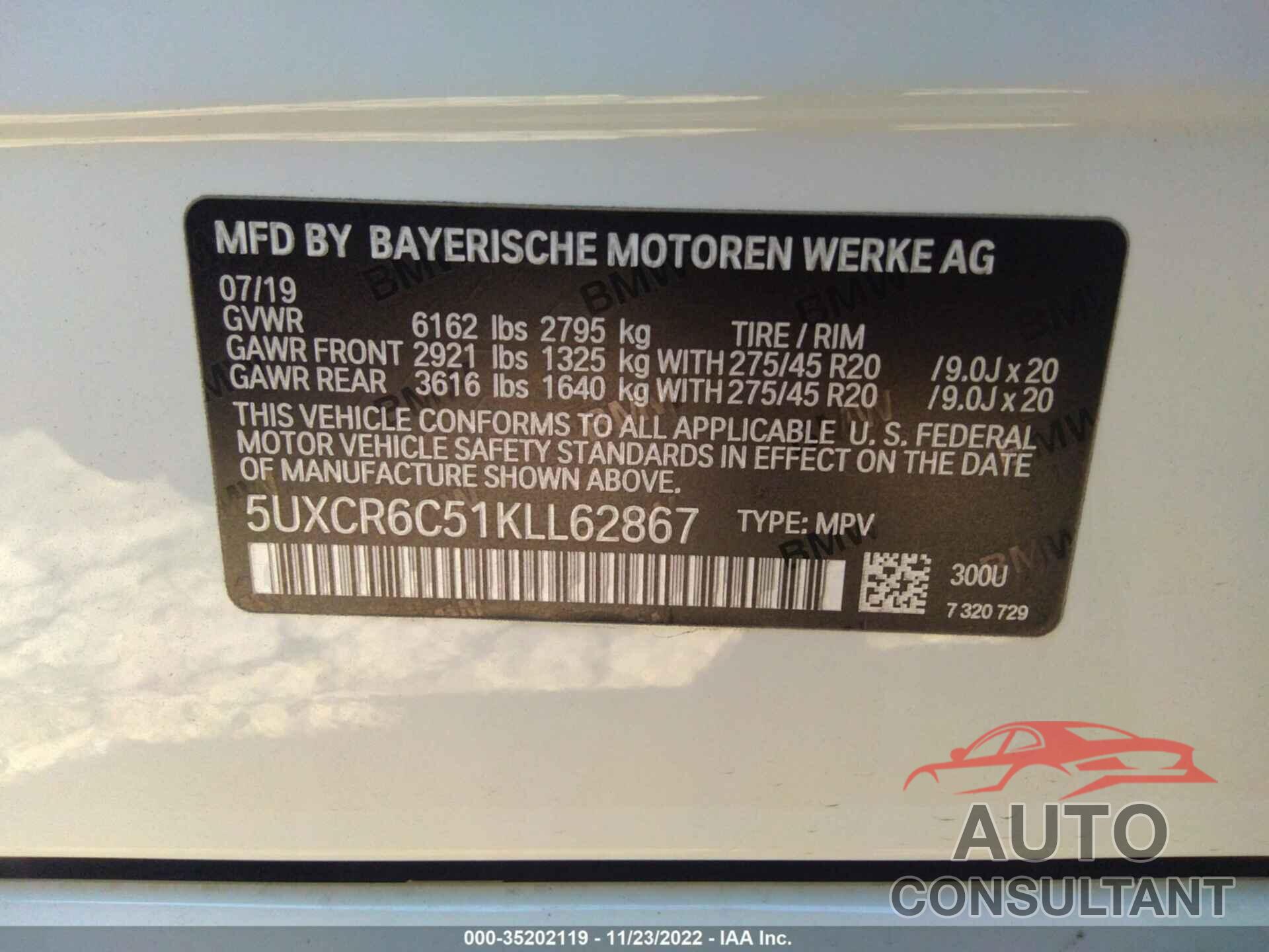 BMW X5 2019 - 5UXCR6C51KLL62867