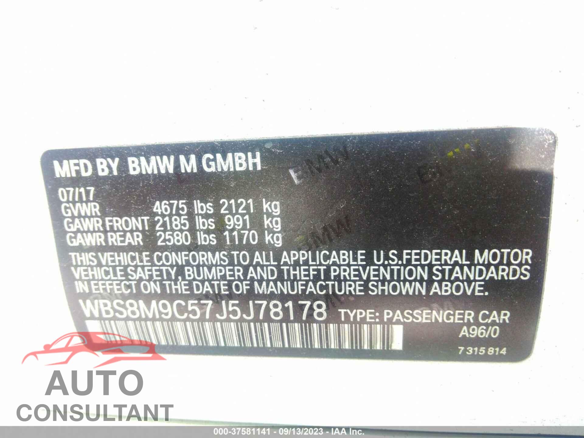BMW M3 2018 - WBS8M9C57J5J78178