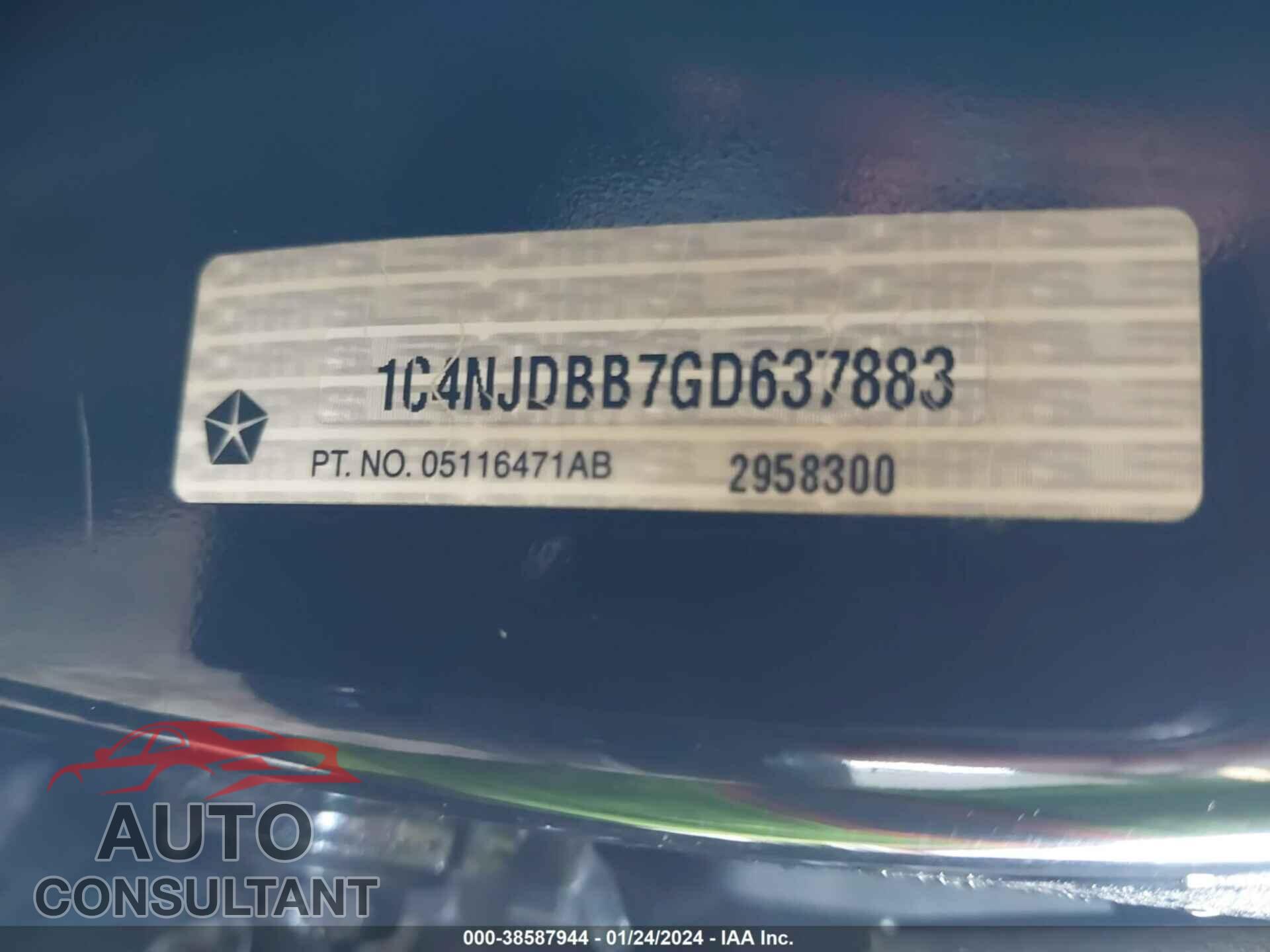 JEEP COMPASS 2016 - 1C4NJDBB7GD637883