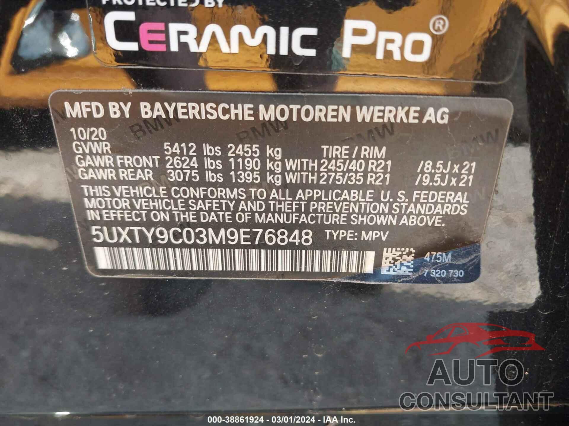 BMW X3 2021 - 5UXTY9C03M9E76848