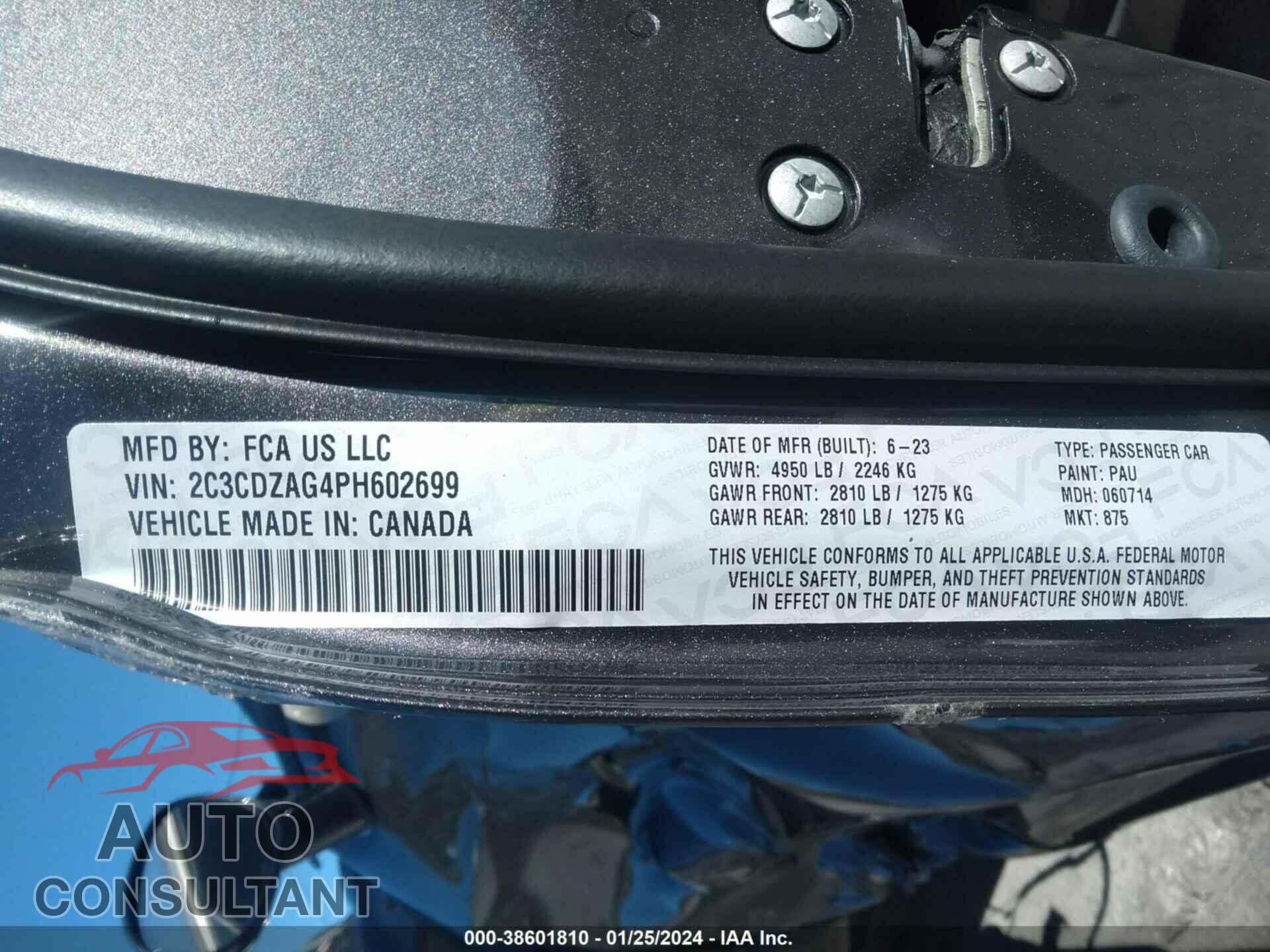 DODGE CHALLENGER 2023 - 2C3CDZAG4PH602699