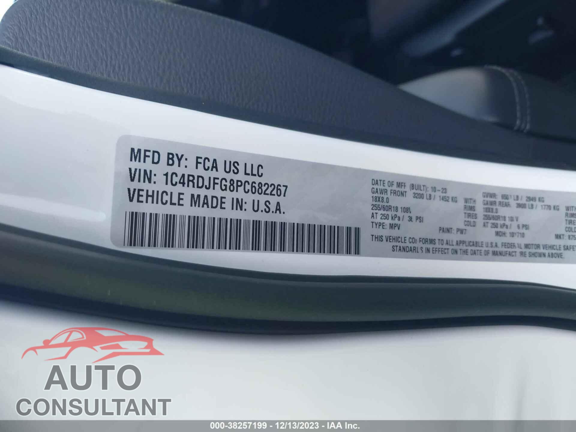 DODGE DURANGO 2023 - 1C4RDJFG8PC682267