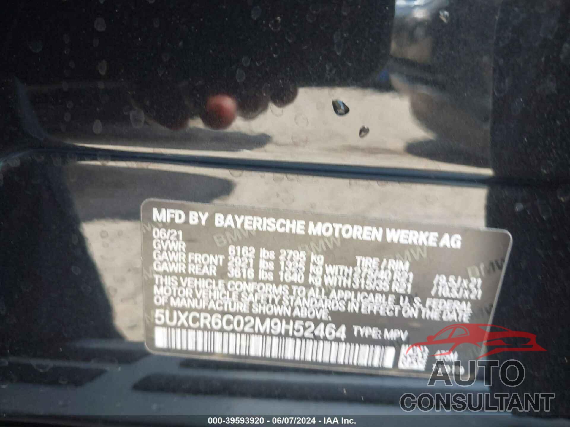 BMW X5 2021 - 5UXCR6C02M9H52464