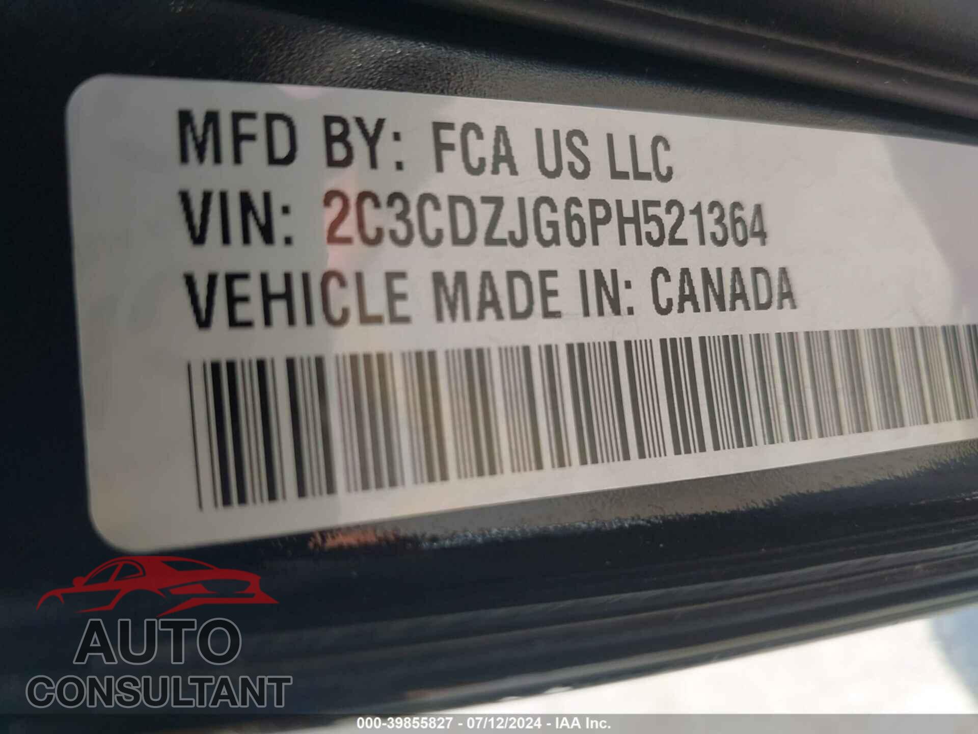 DODGE CHALLENGER 2023 - 2C3CDZJG6PH521364