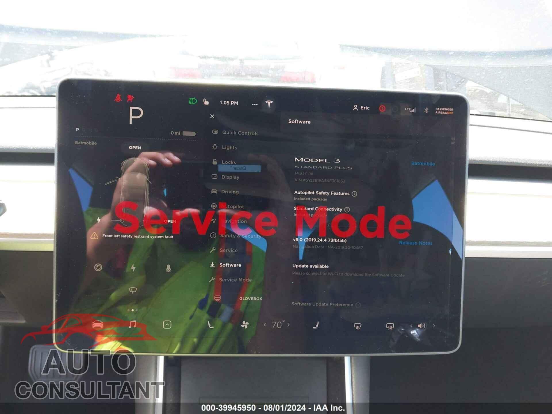 TESLA MODEL 3 2019 - 5YJ3E1EA5KF361833