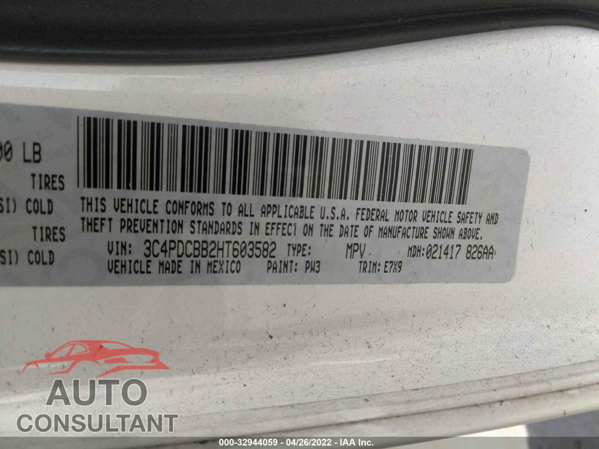 DODGE JOURNEY 2017 - 3C4PDCBB2HT603582