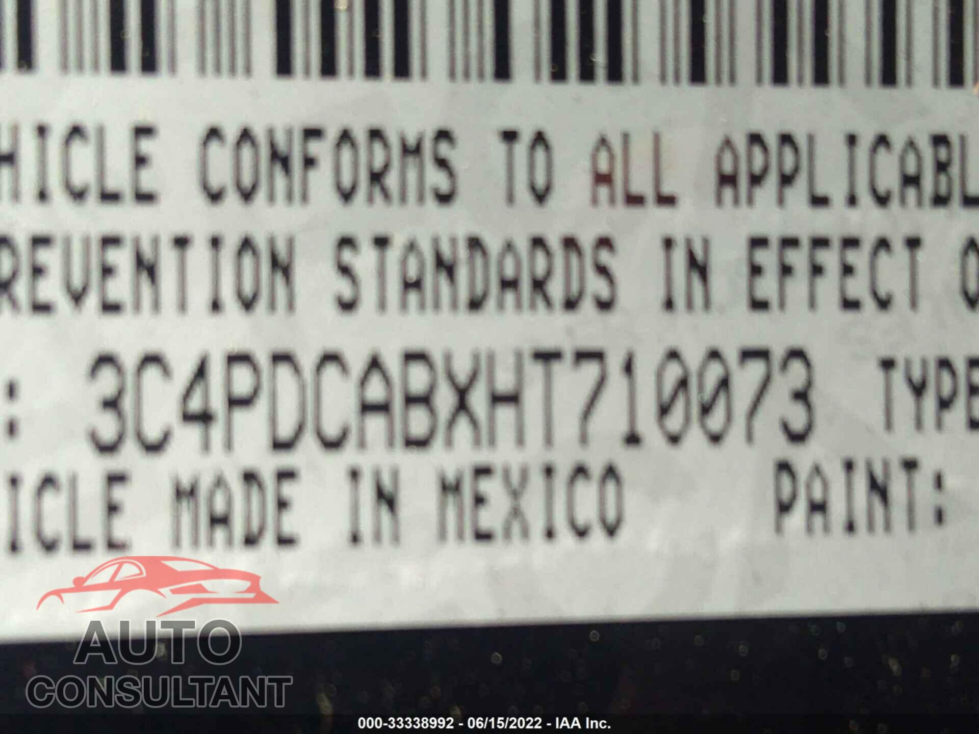 DODGE JOURNEY 2017 - 3C4PDCABXHT710073