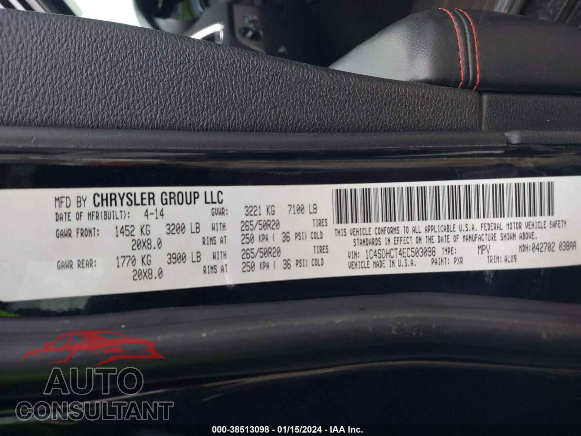 DODGE DURANGO 2014 - 1C4SDHCT4EC503098