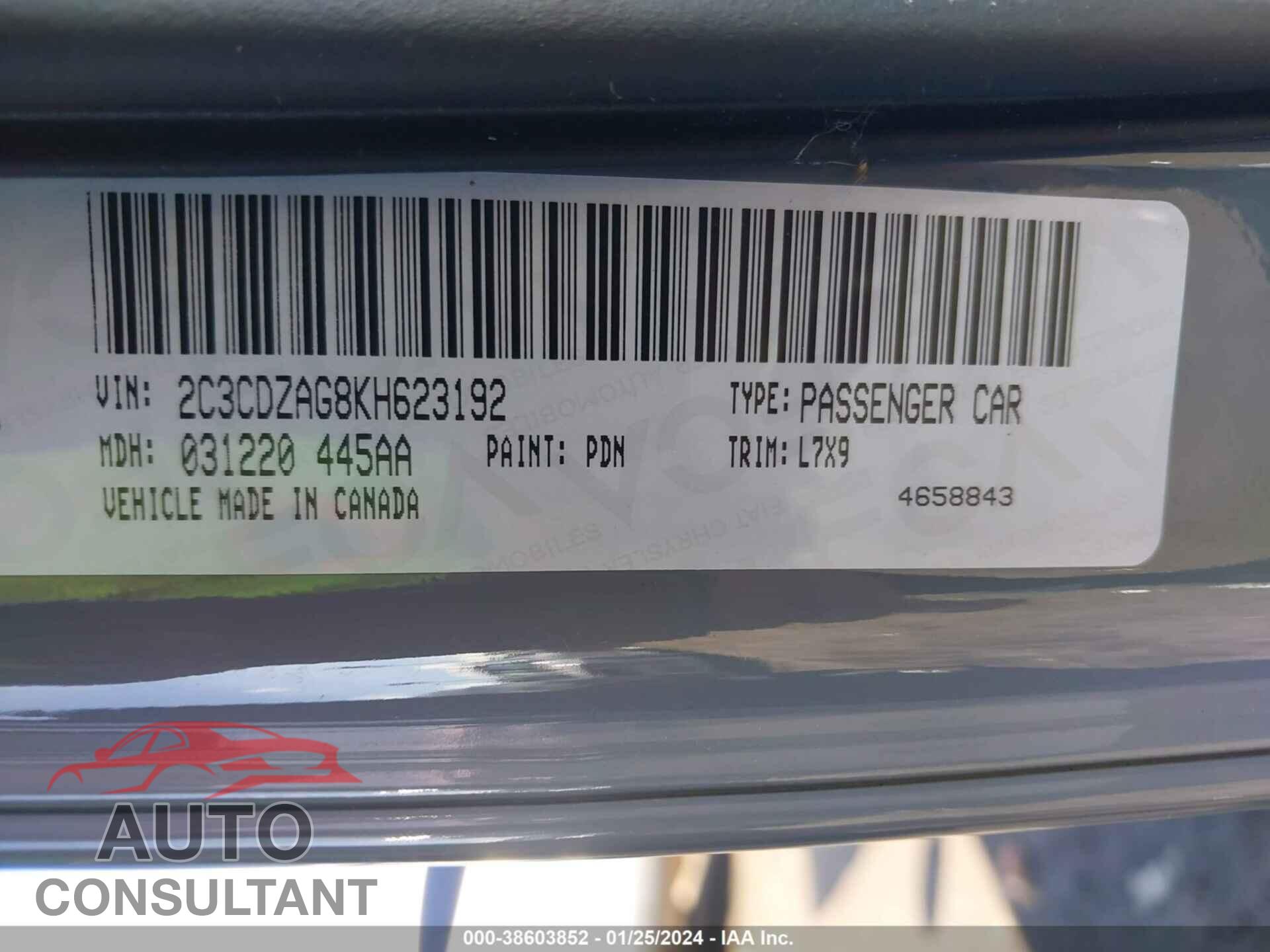 DODGE CHALLENGER 2019 - 2C3CDZAG8KH623192