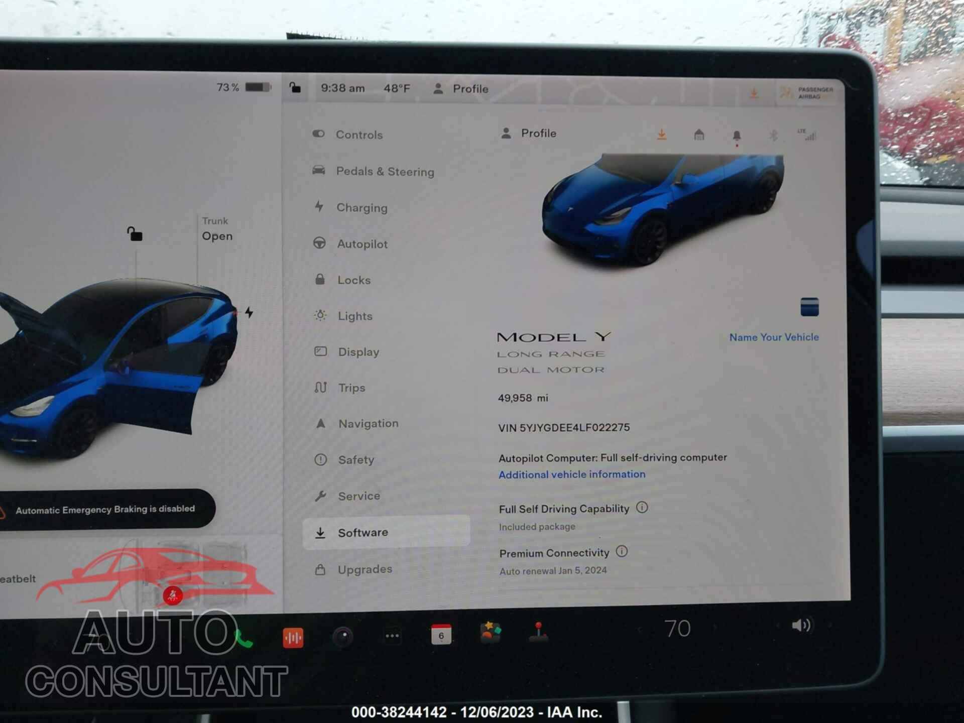 TESLA MODEL Y 2020 - 5YJYGDEE4LF022275