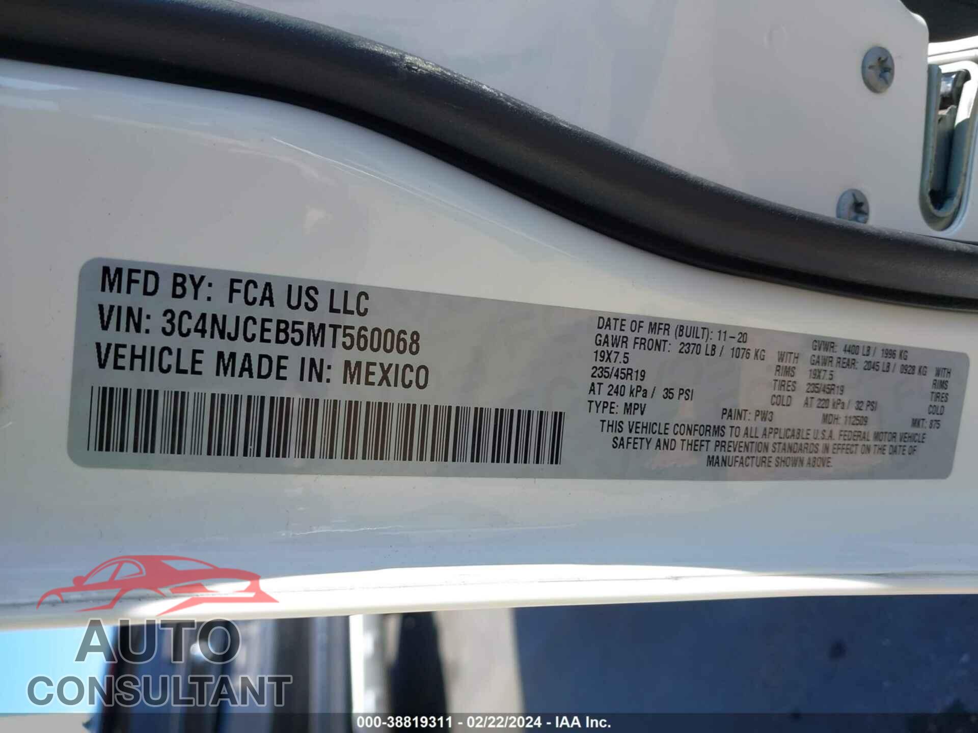 JEEP COMPASS 2021 - 3C4NJCEB5MT560068