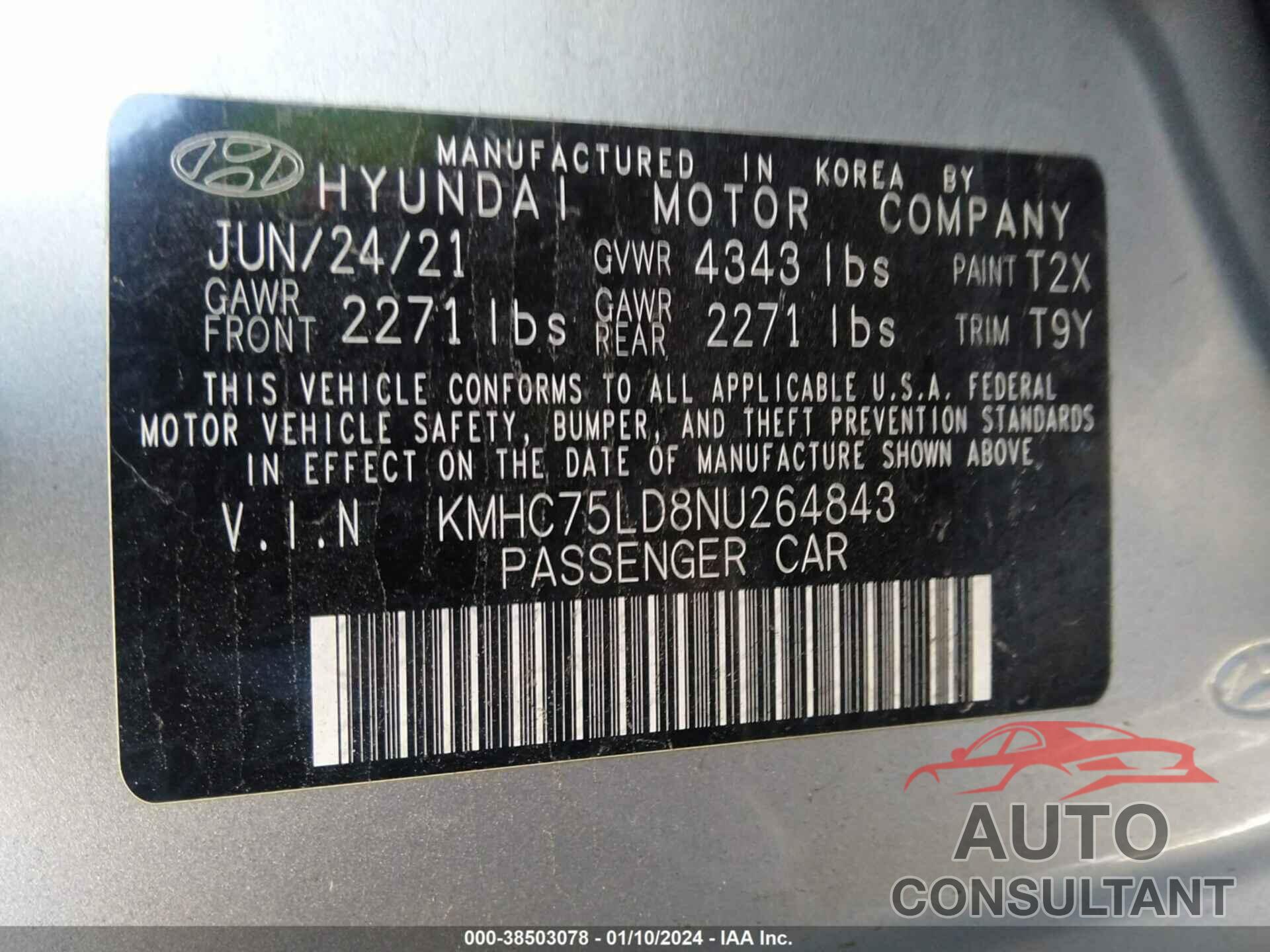 HYUNDAI IONIQ PLUG-IN HYBRID 2022 - KMHC75LD8NU264843