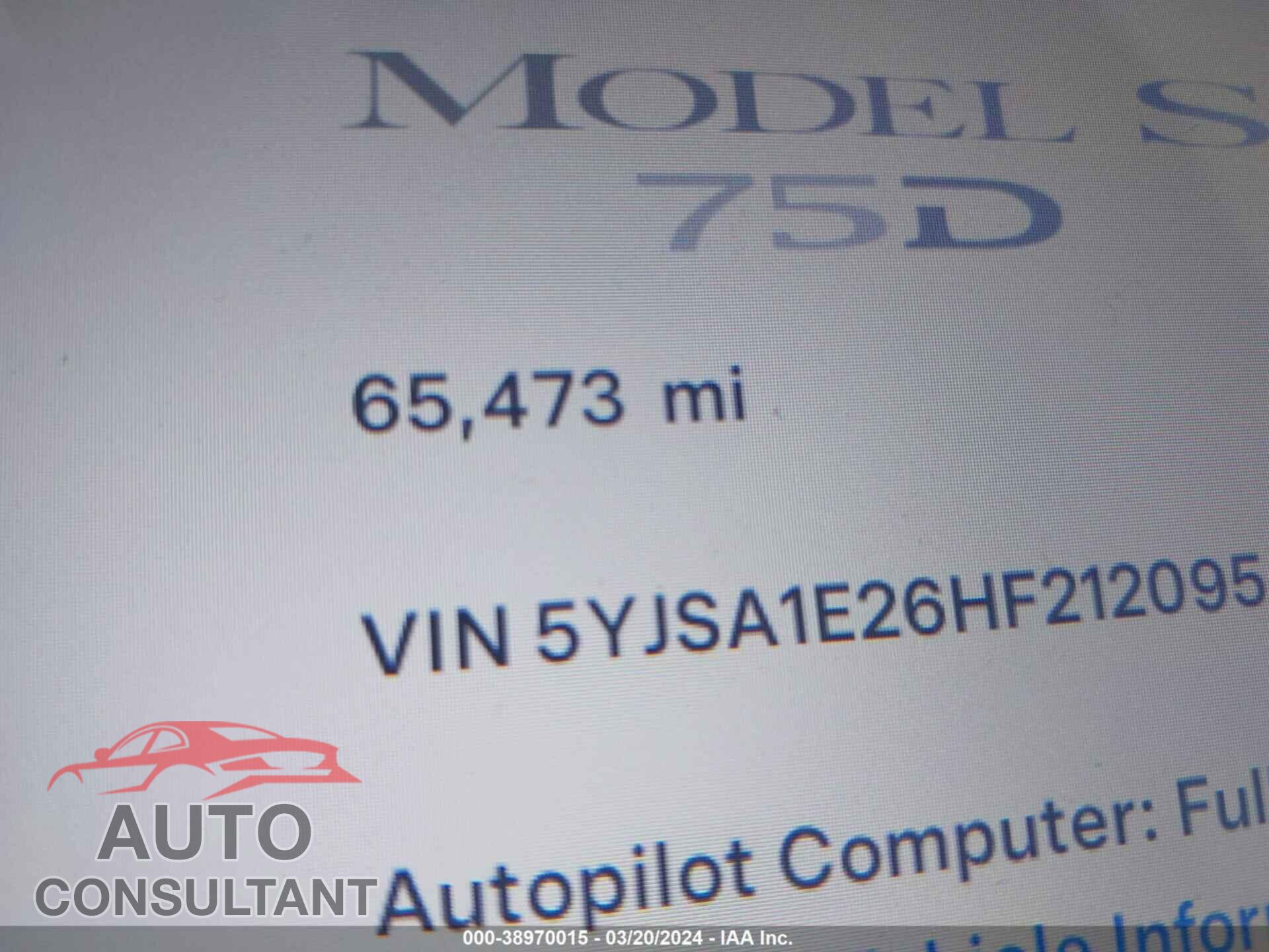 TESLA MODEL S 2017 - 5YJSA1E26HF212095