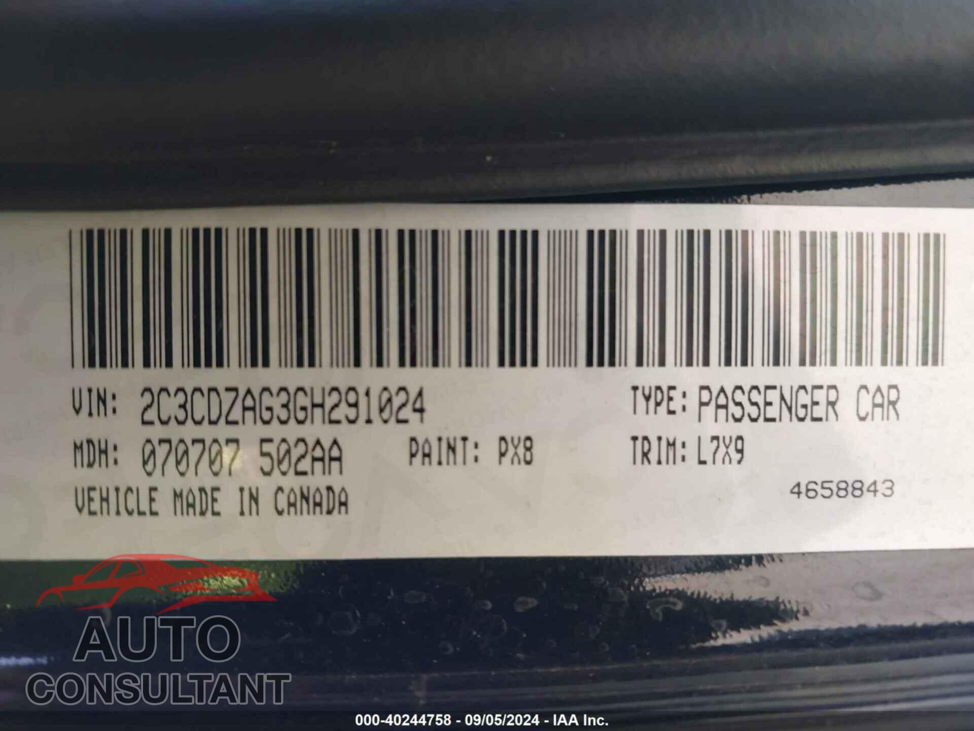DODGE CHALLENGER 2016 - 2C3CDZAG3GH291024