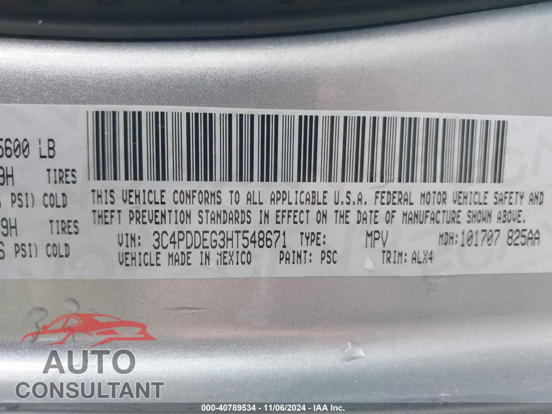 DODGE JOURNEY 2017 - 3C4PDDEG3HT548671