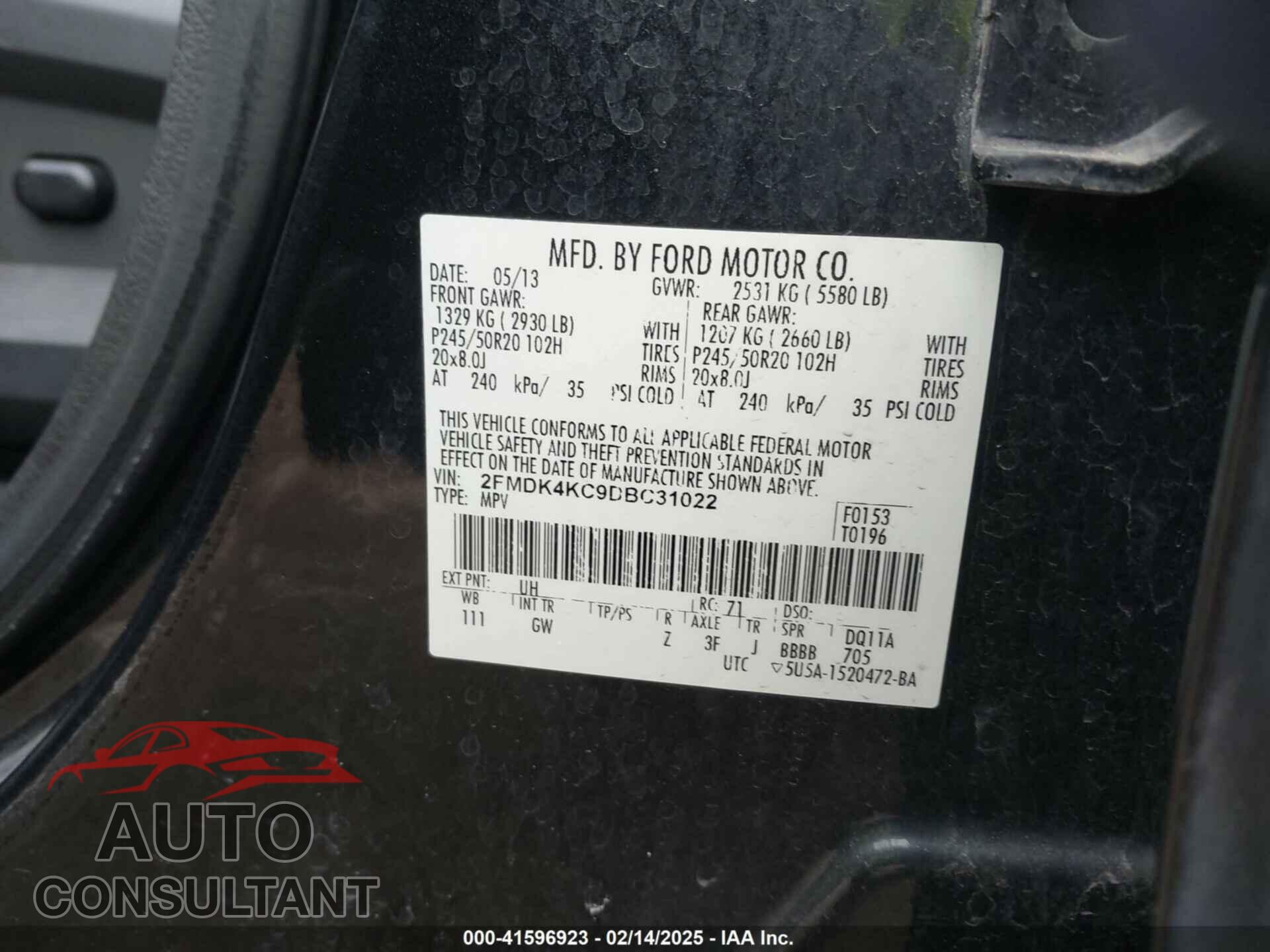FORD EDGE 2013 - 2FMDK4KC9DBC31022
