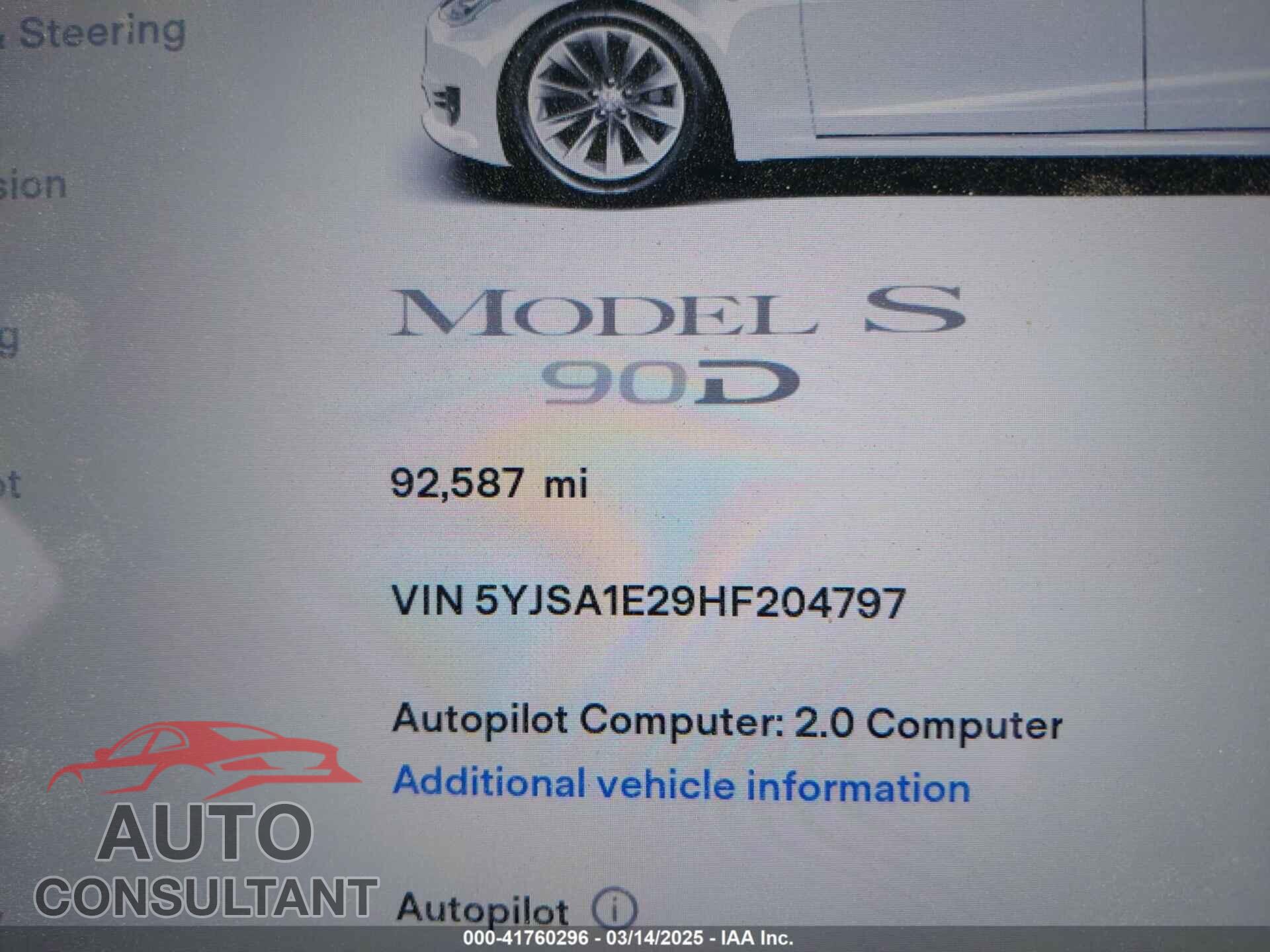 TESLA MODEL S 2017 - 5YJSA1E29HF204797