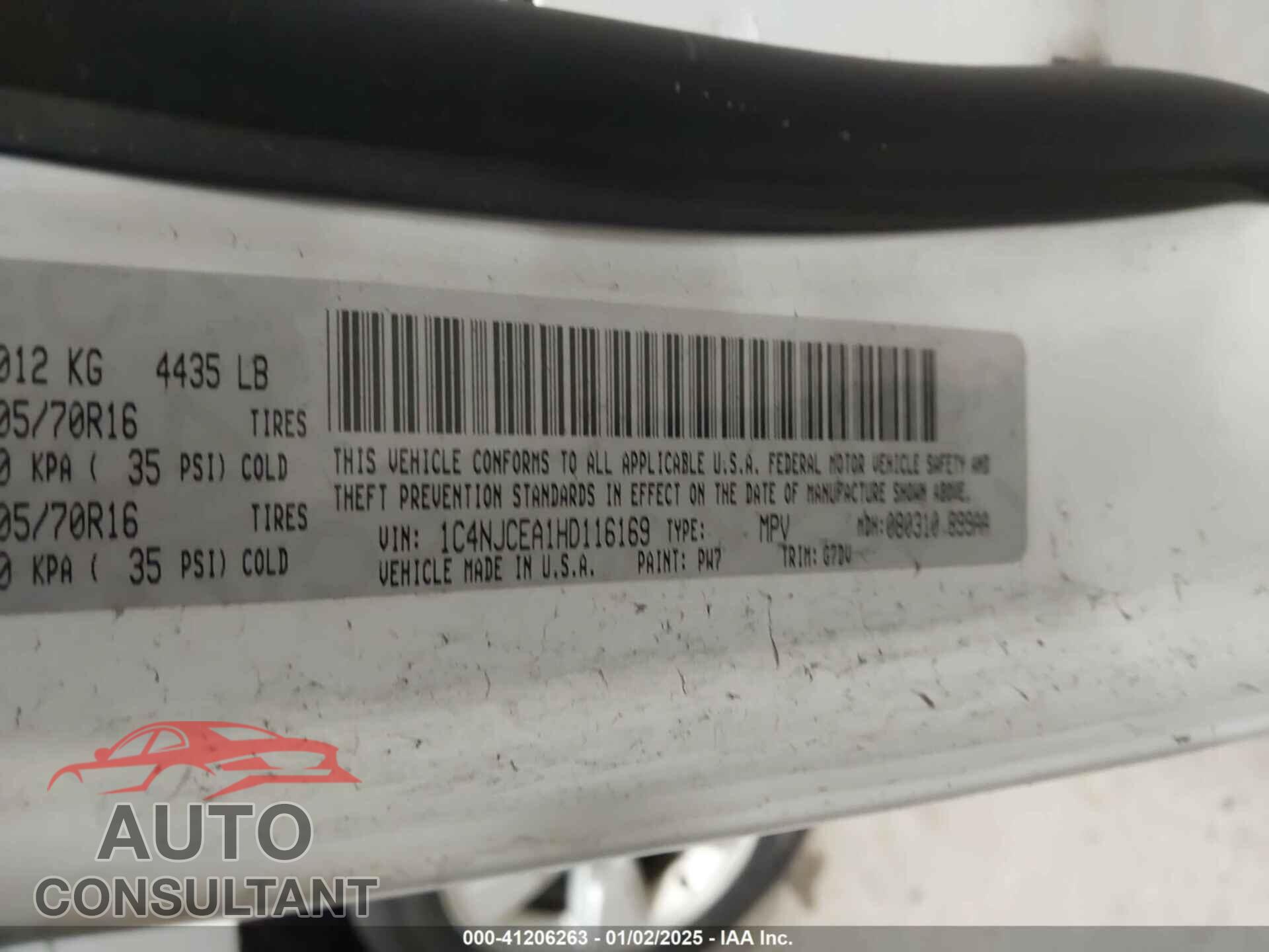 JEEP COMPASS 2017 - 1C4NJCEA1HD116169