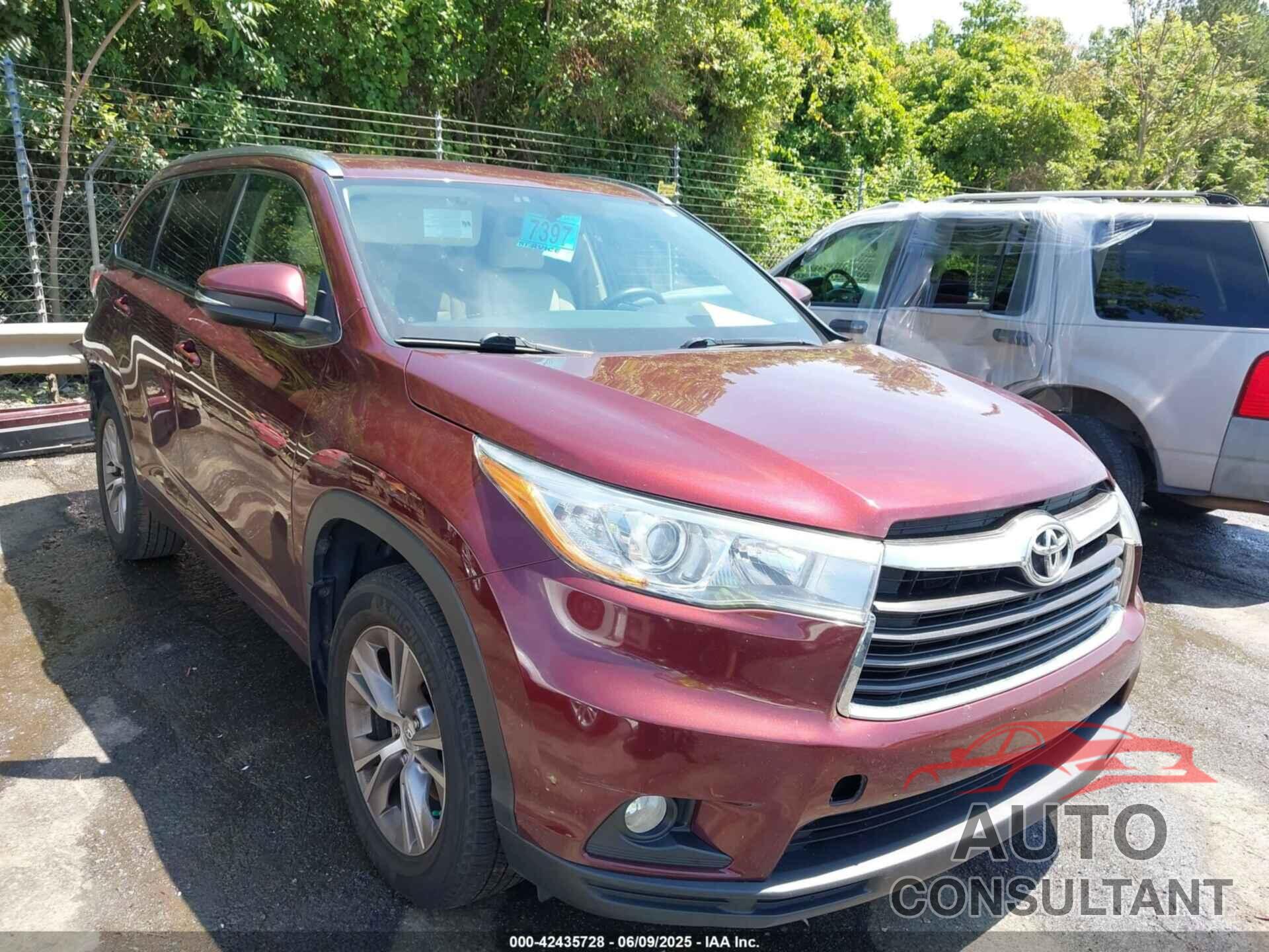 TOYOTA HIGHLANDER 2015 - 5TDJKRFH3FS200862