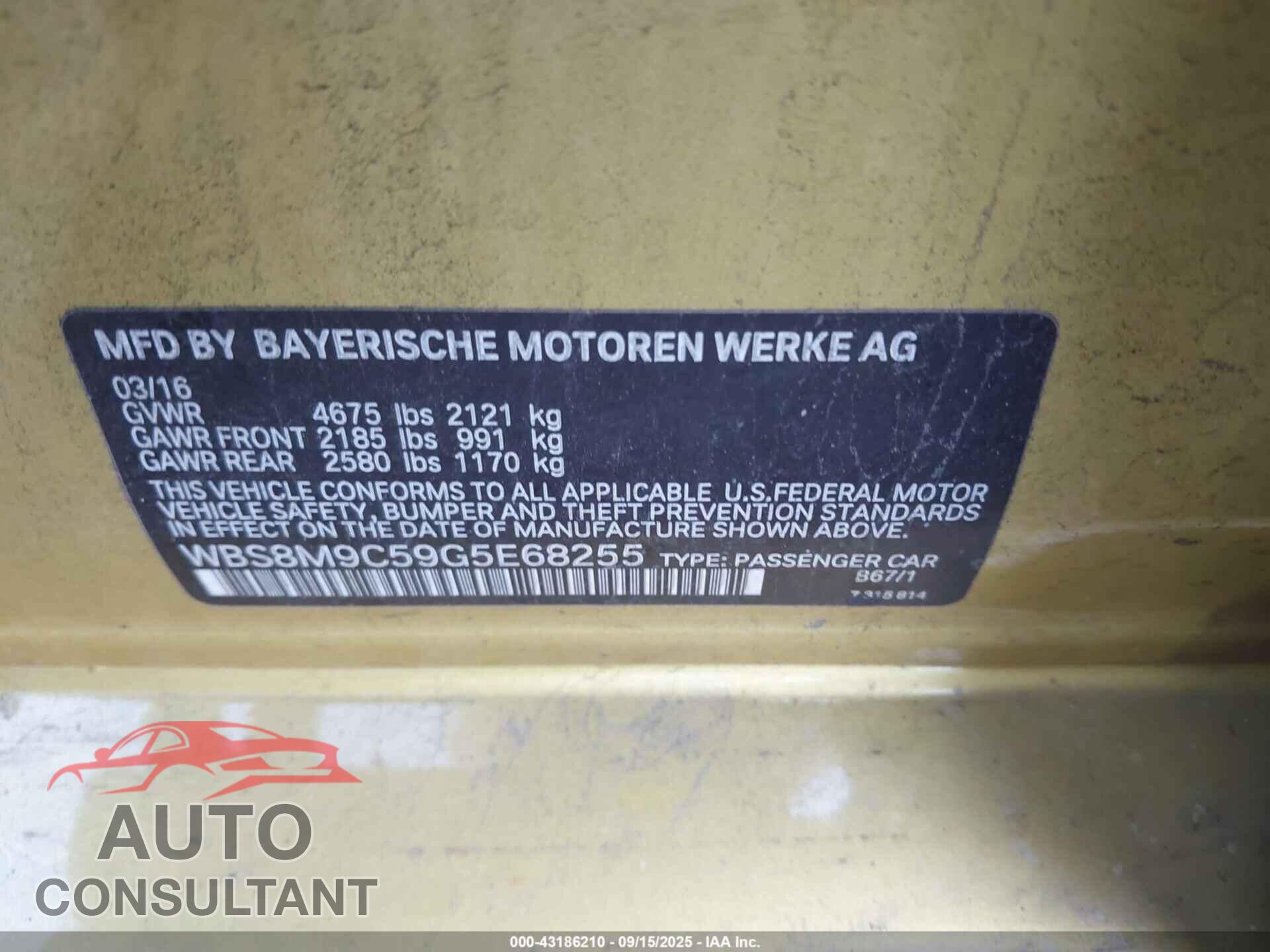 BMW M3 2016 - WBS8M9C59G5E68255
