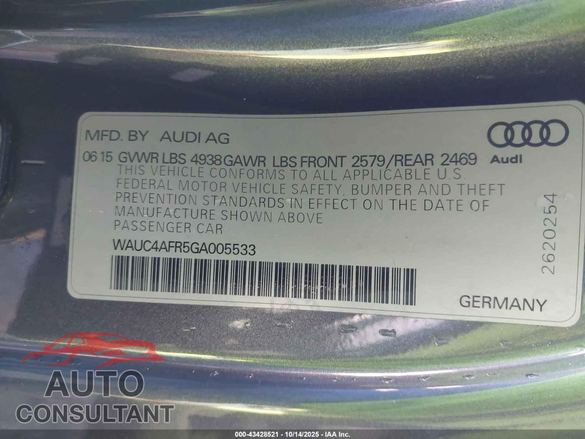 AUDI S5 2016 - WAUC4AFR5GA005533