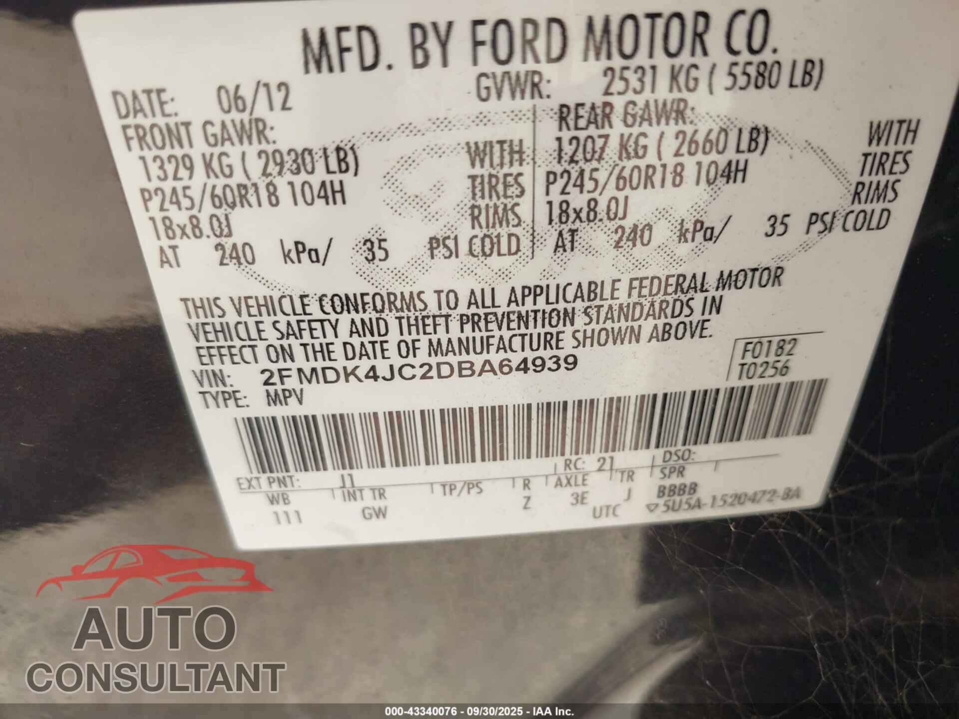 FORD EDGE 2013 - 2FMDK4JC2DBA64939