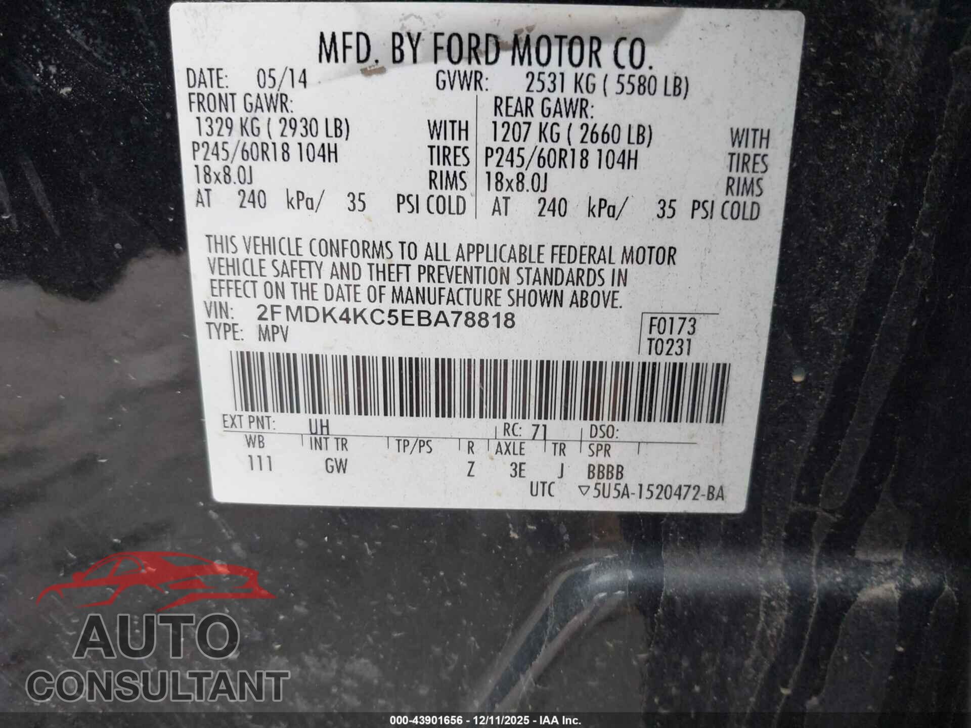 FORD EDGE 2014 - 2FMDK4KC5EBA78818