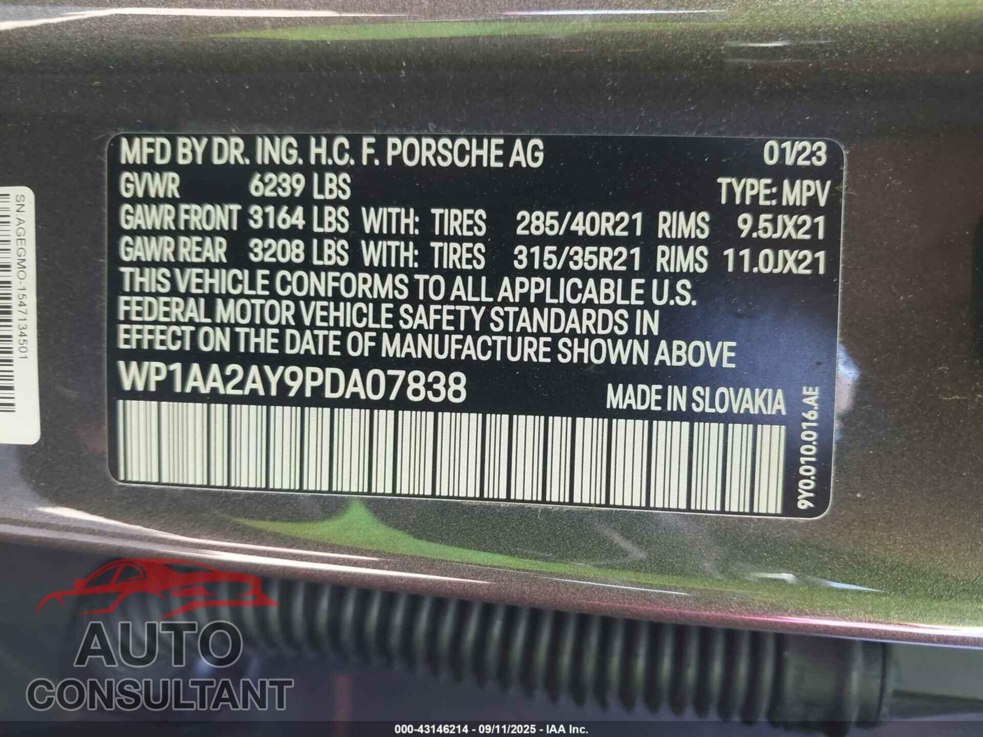 PORSCHE CAYENNE 2023 - WP1AA2AY9PDA07838