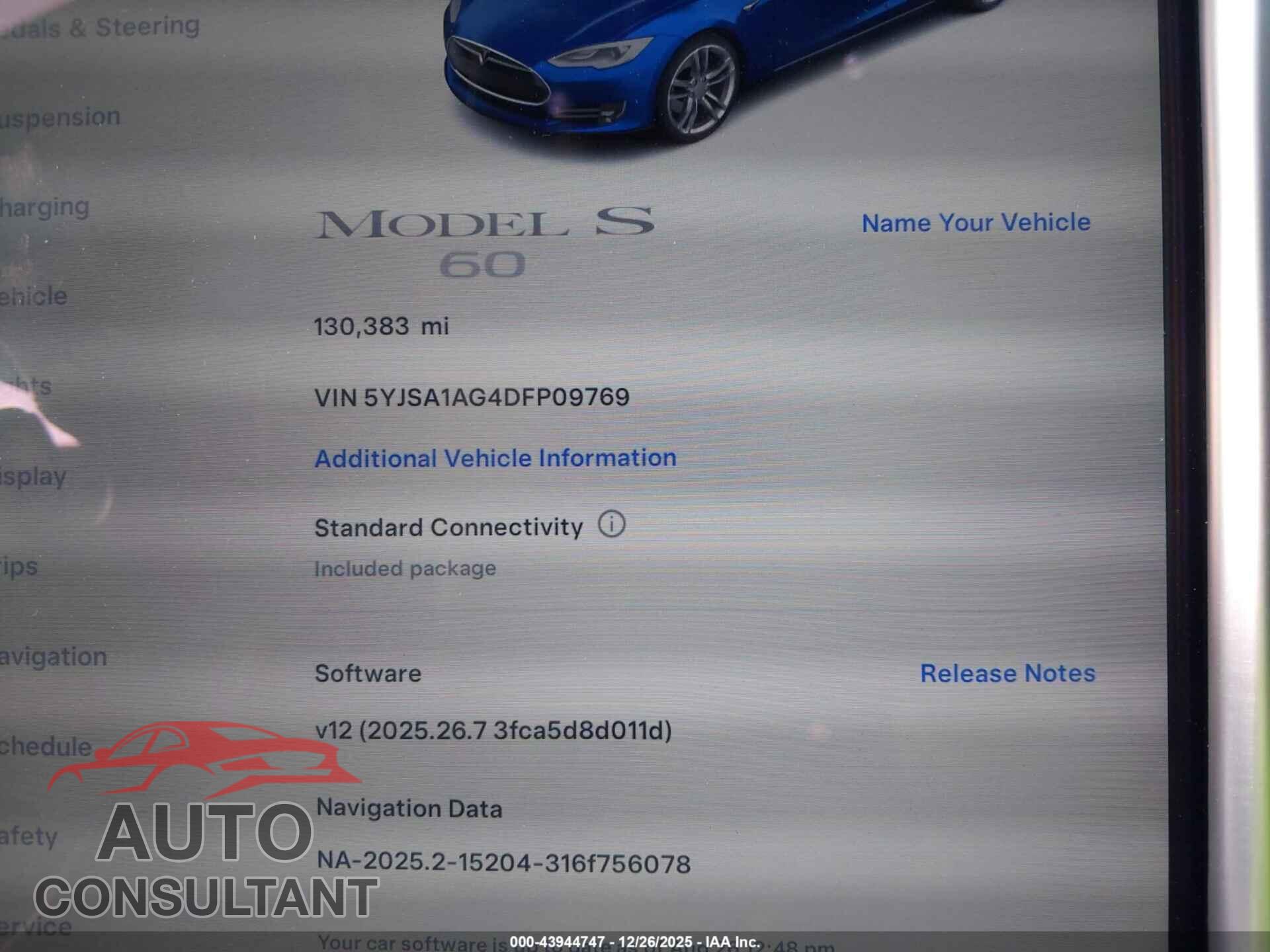 TESLA MODEL S 2013 - 5YJSA1AG4DFP09769