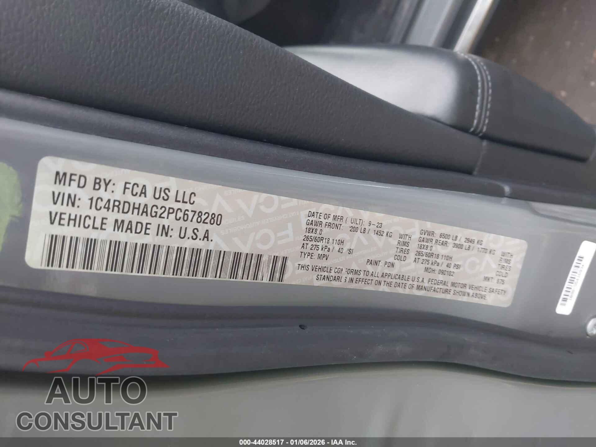 DODGE DURANGO 2023 - 1C4RDHAG2PC678280