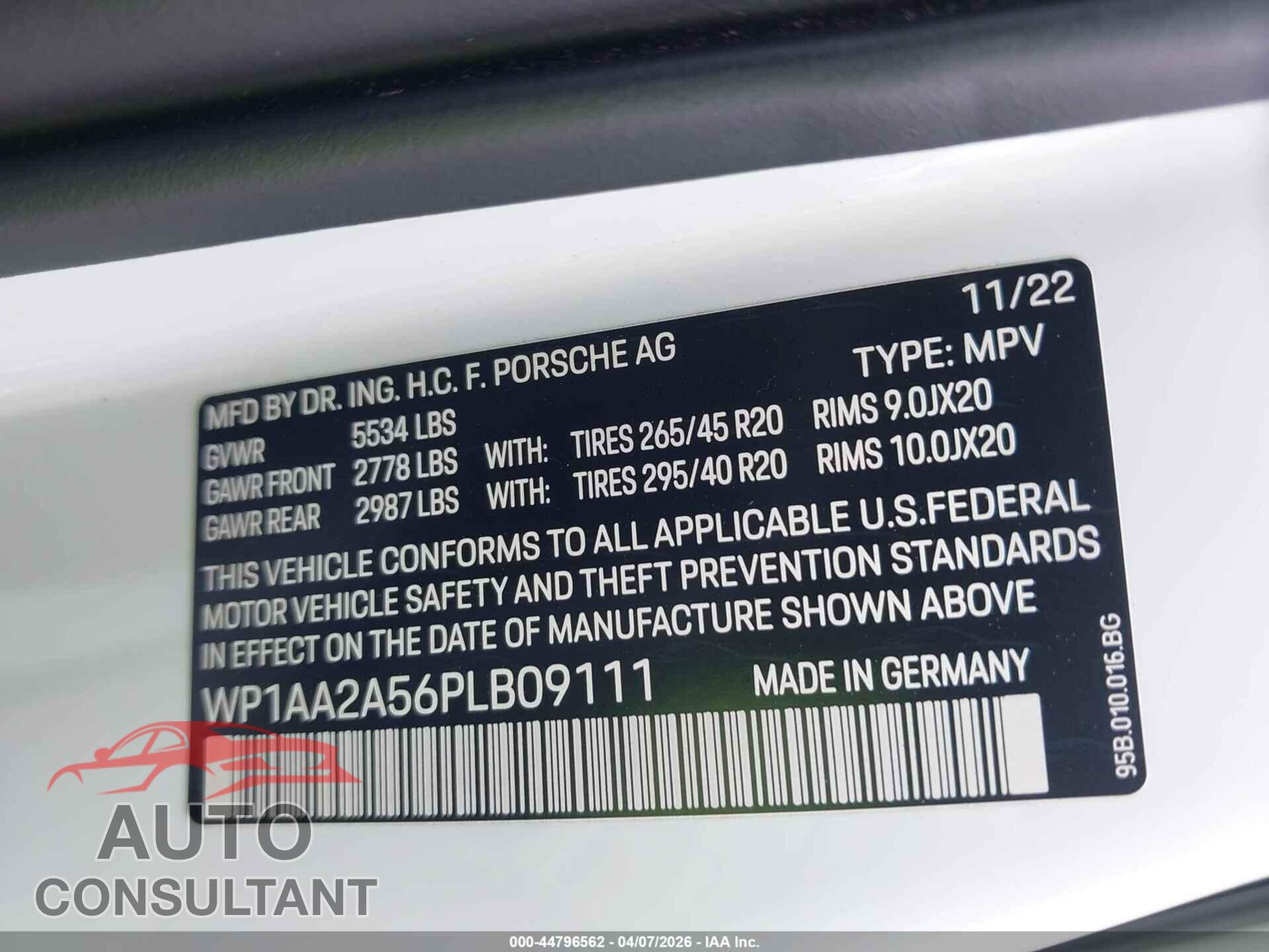 PORSCHE MACAN 2023 - WP1AA2A56PLB09111