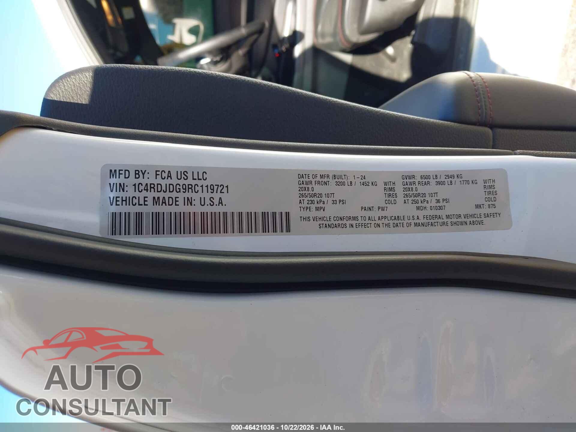 DODGE DURANGO 2024 - 1C4RDJDG9RC119721