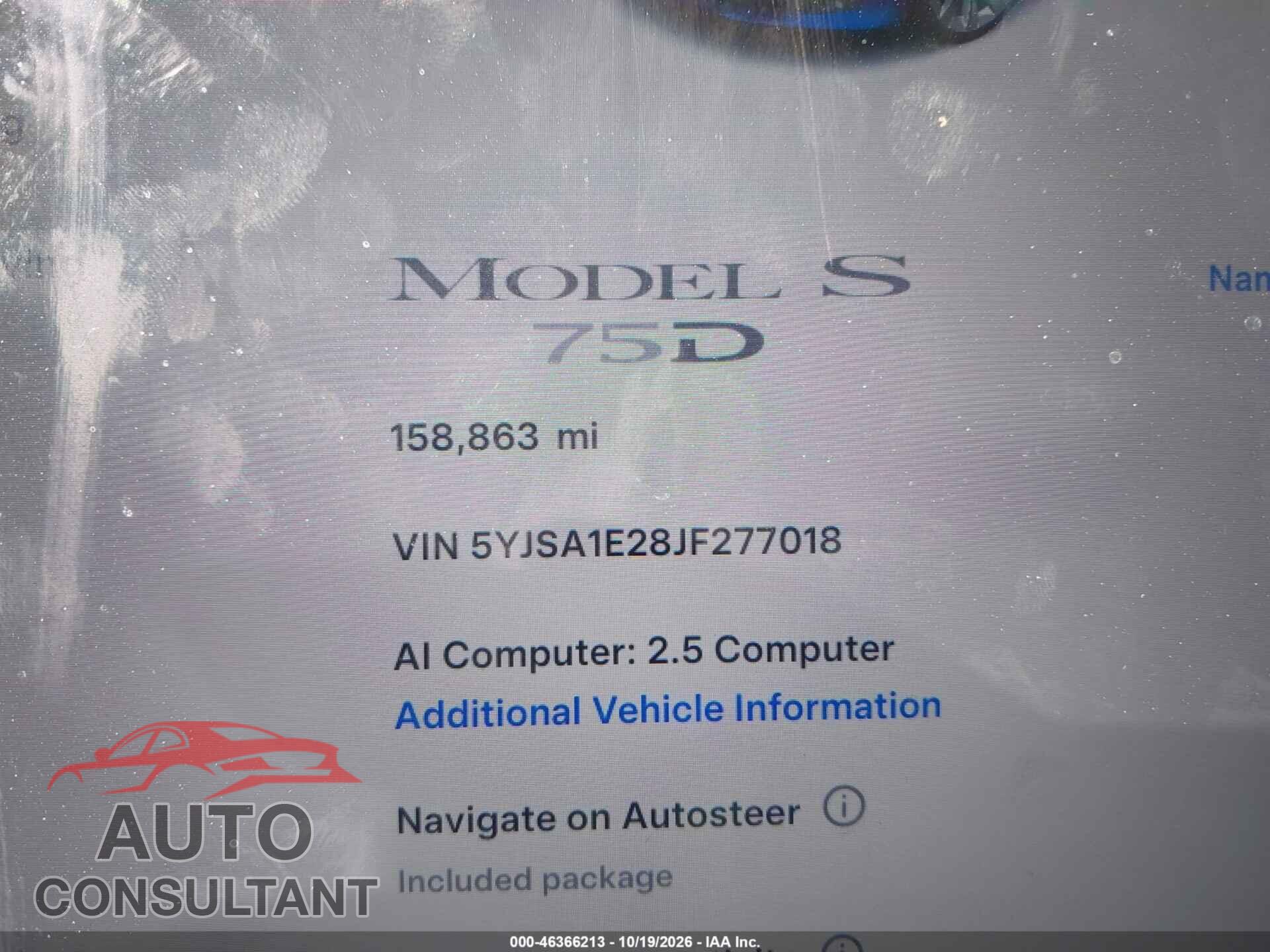 TESLA MODEL S 2018 - 5YJSA1E28JF277018