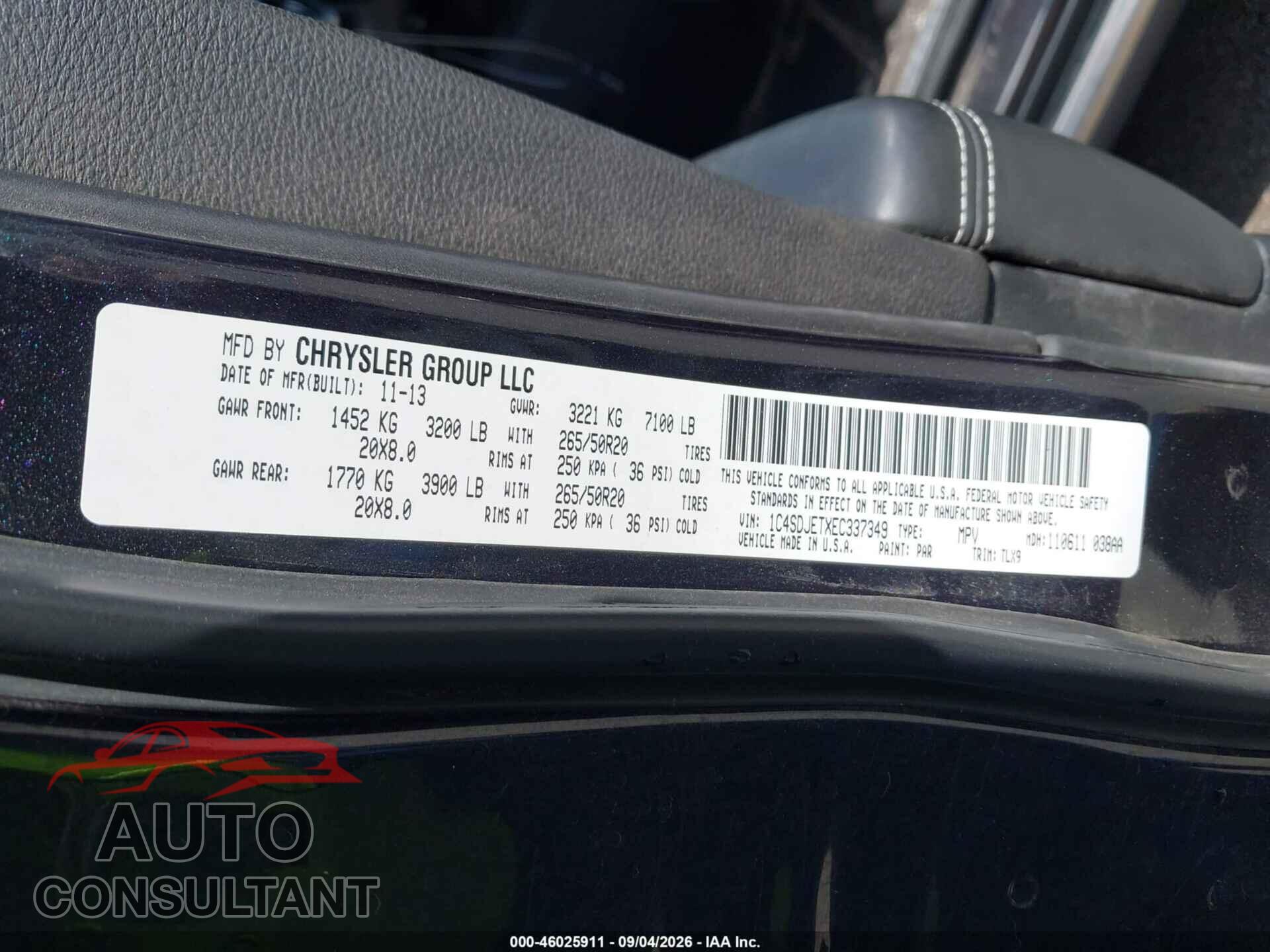 DODGE DURANGO 2014 - 1C4SDJETXEC337349