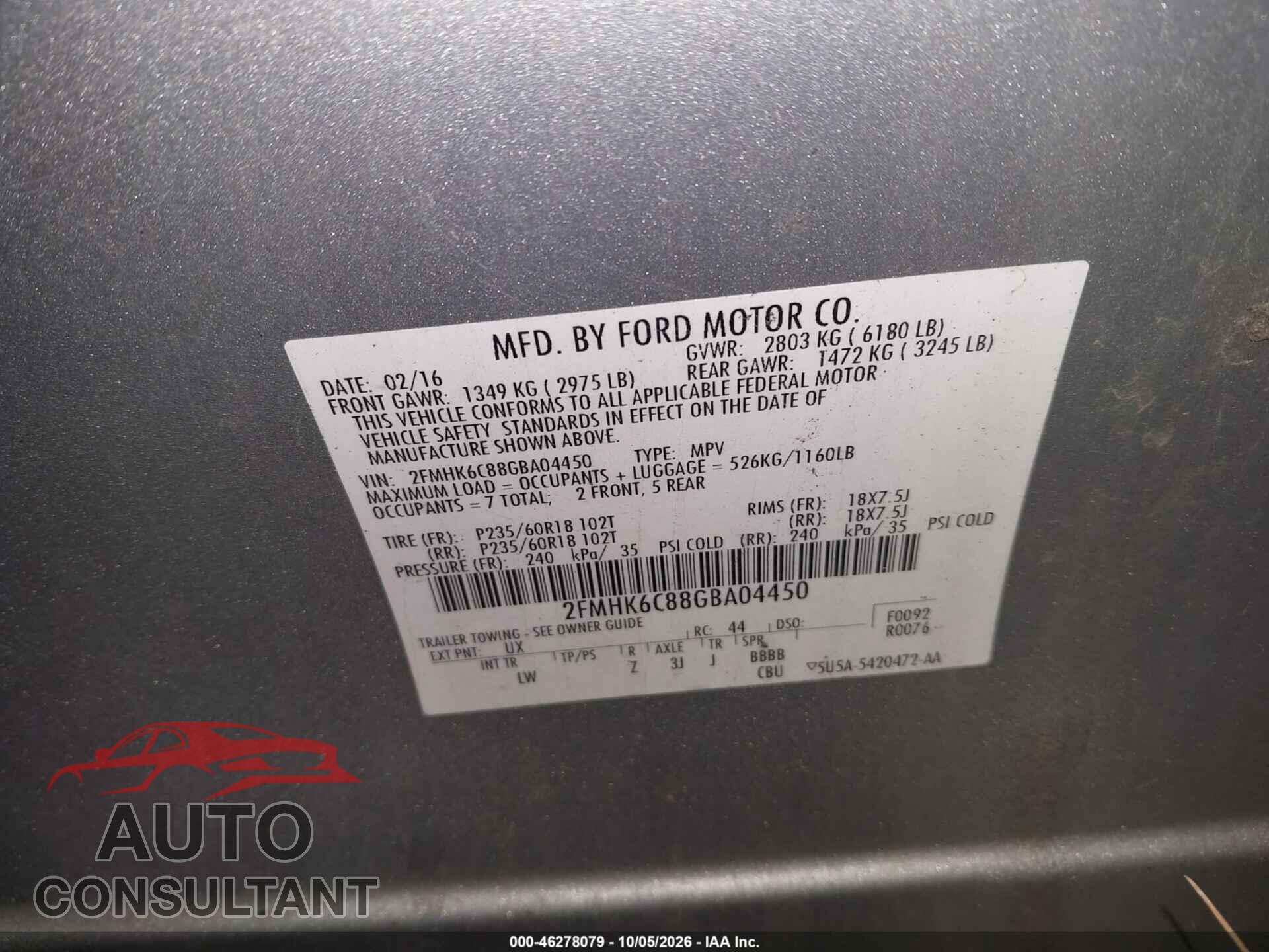 FORD FLEX 2016 - 2FMHK6C88GBA04450