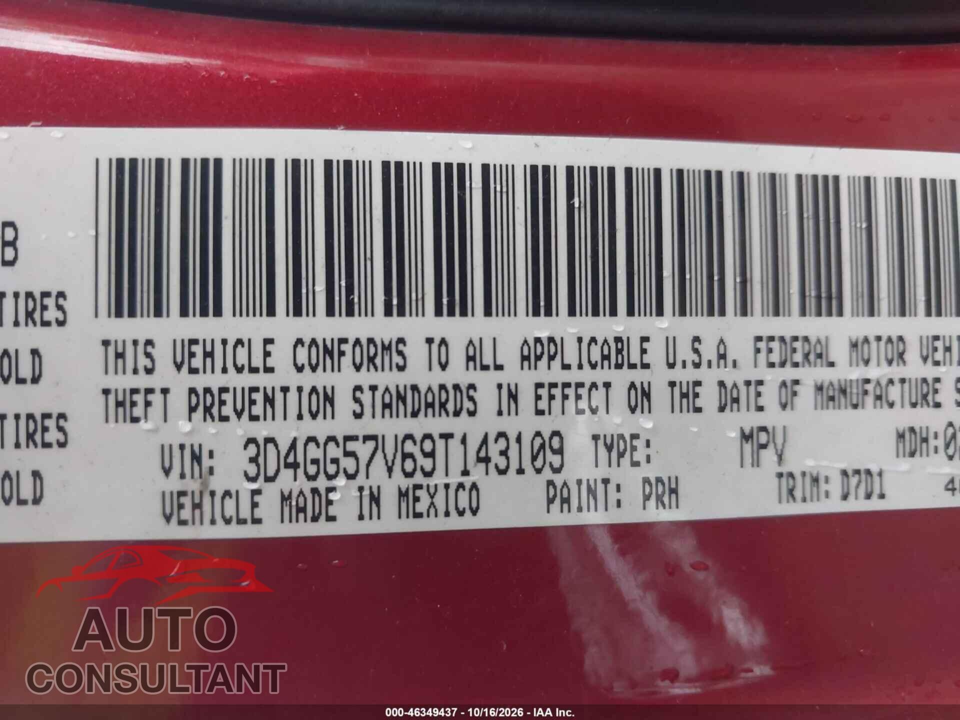 DODGE JOURNEY 2009 - 3D4GG57V69T143109
