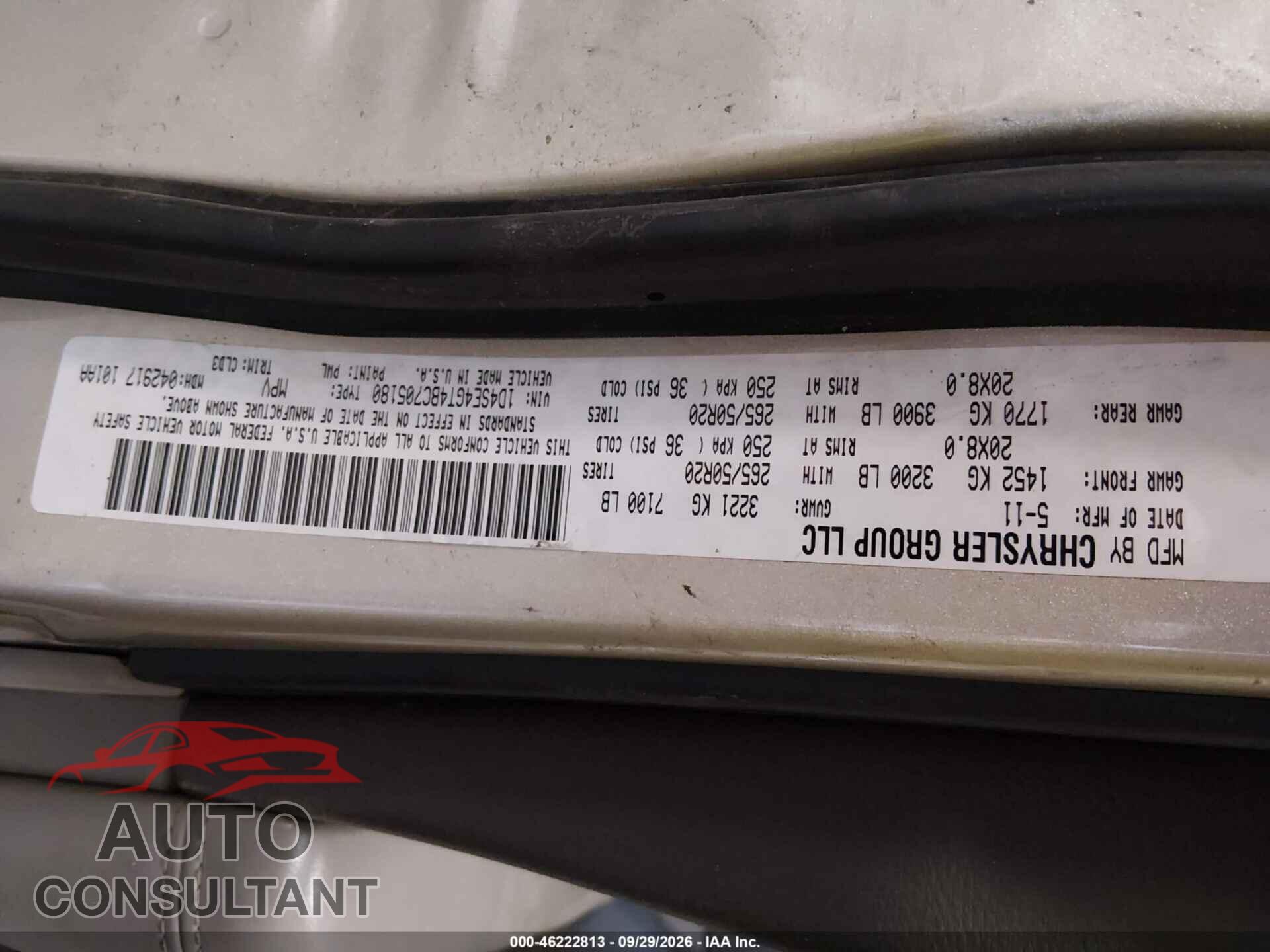 DODGE DURANGO 2011 - 1D4SE4GT4BC705180
