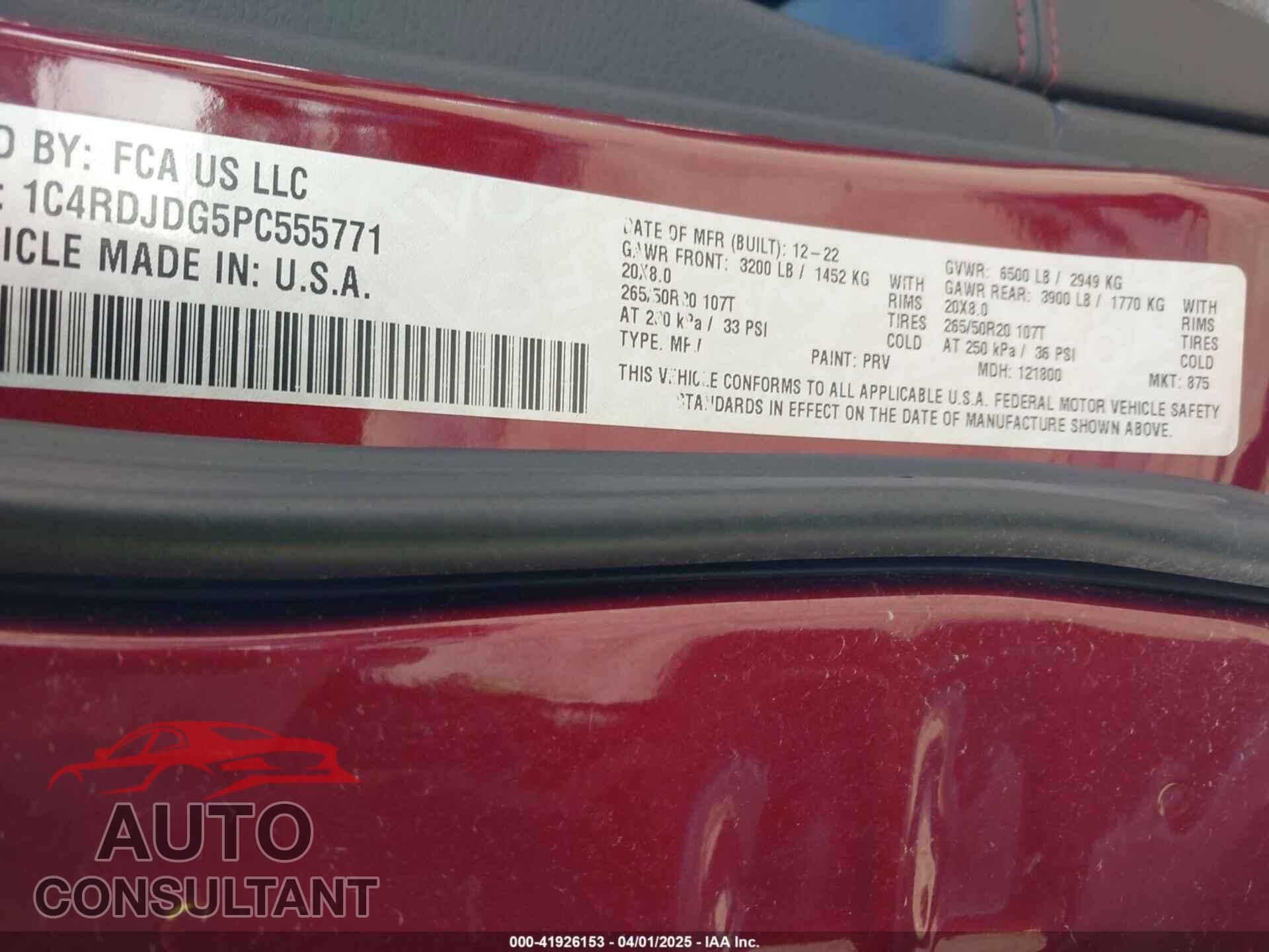 DODGE DURANGO 2023 - 1C4RDJDG5PC555771