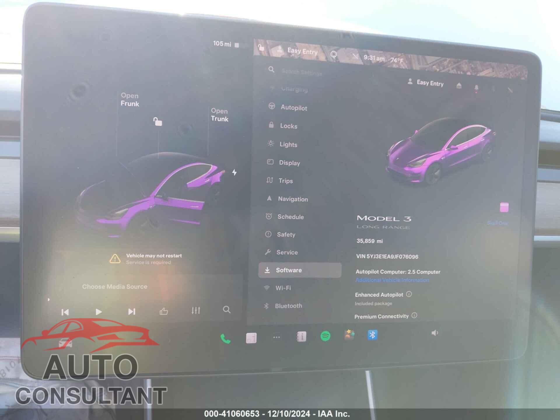 TESLA MODEL 3 2018 - 5YJ3E1EA9JF076096