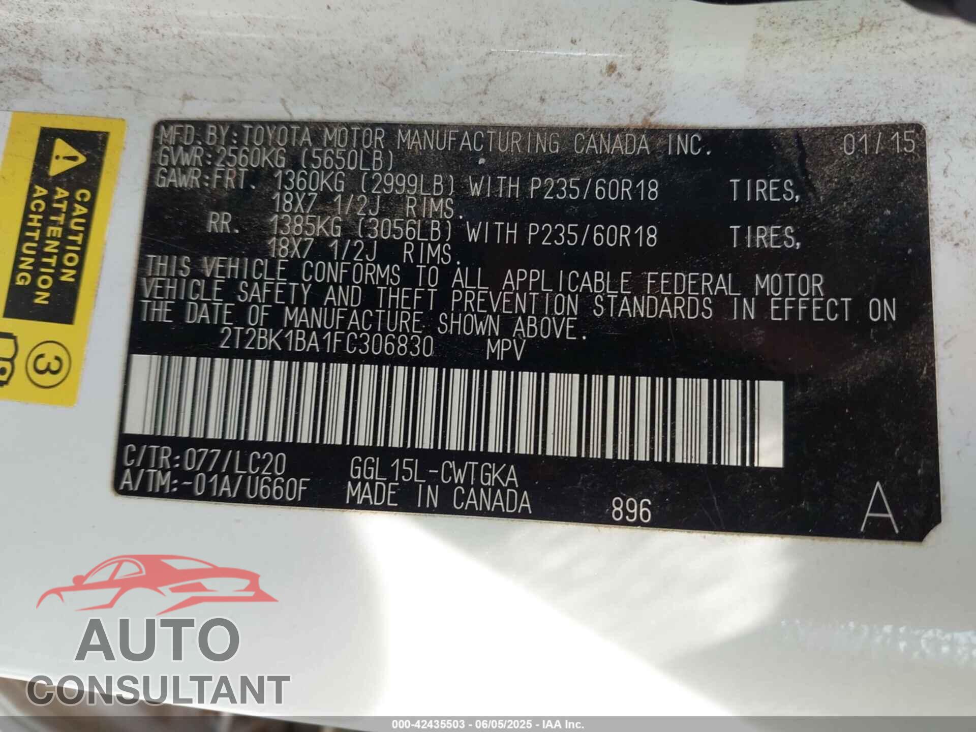 LEXUS RX 350 2015 - 2T2BK1BA1FC306830