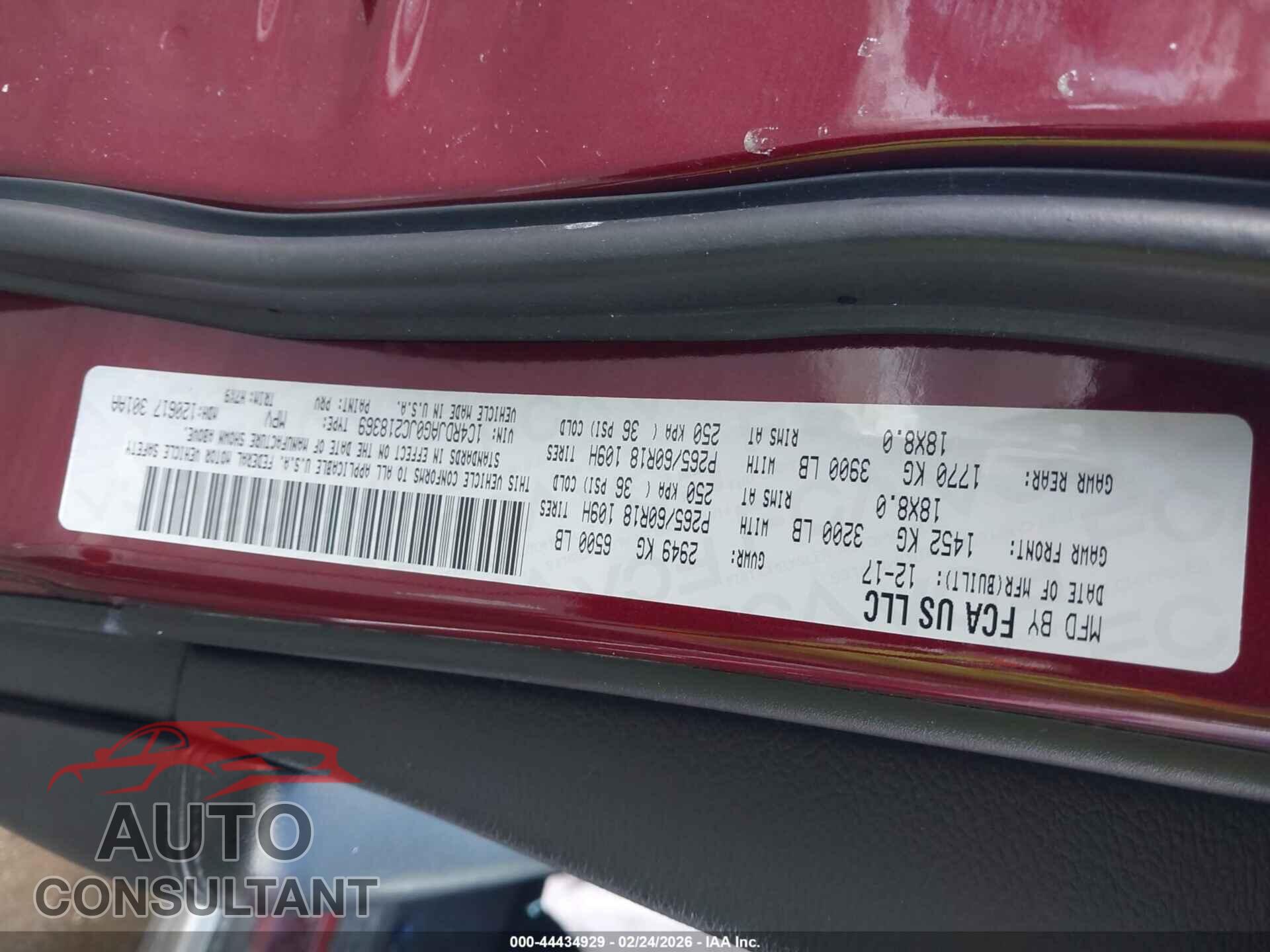 DODGE DURANGO 2018 - 1C4RDJAG0JC218369