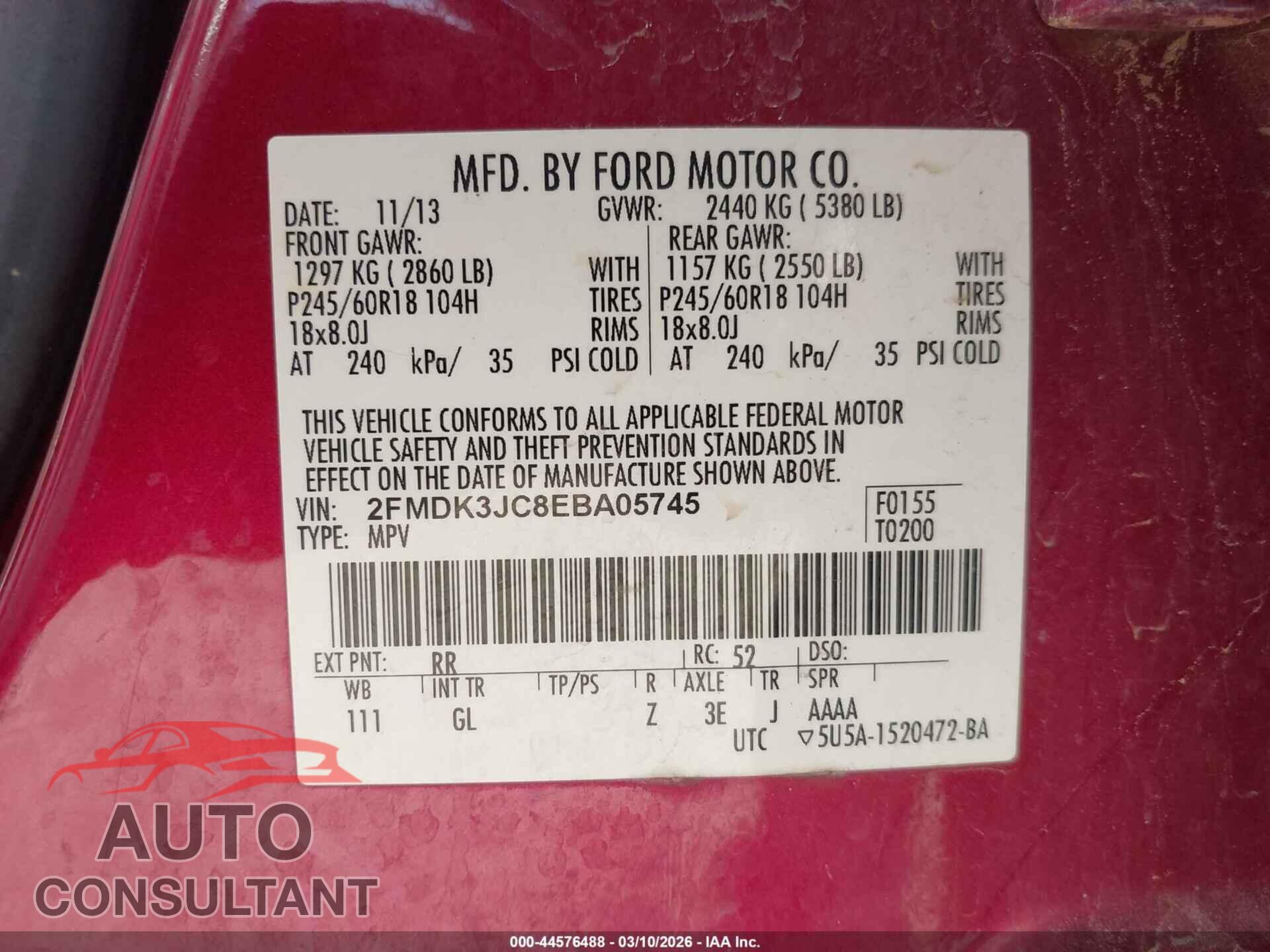 FORD EDGE 2014 - 2FMDK3JC8EBA05745
