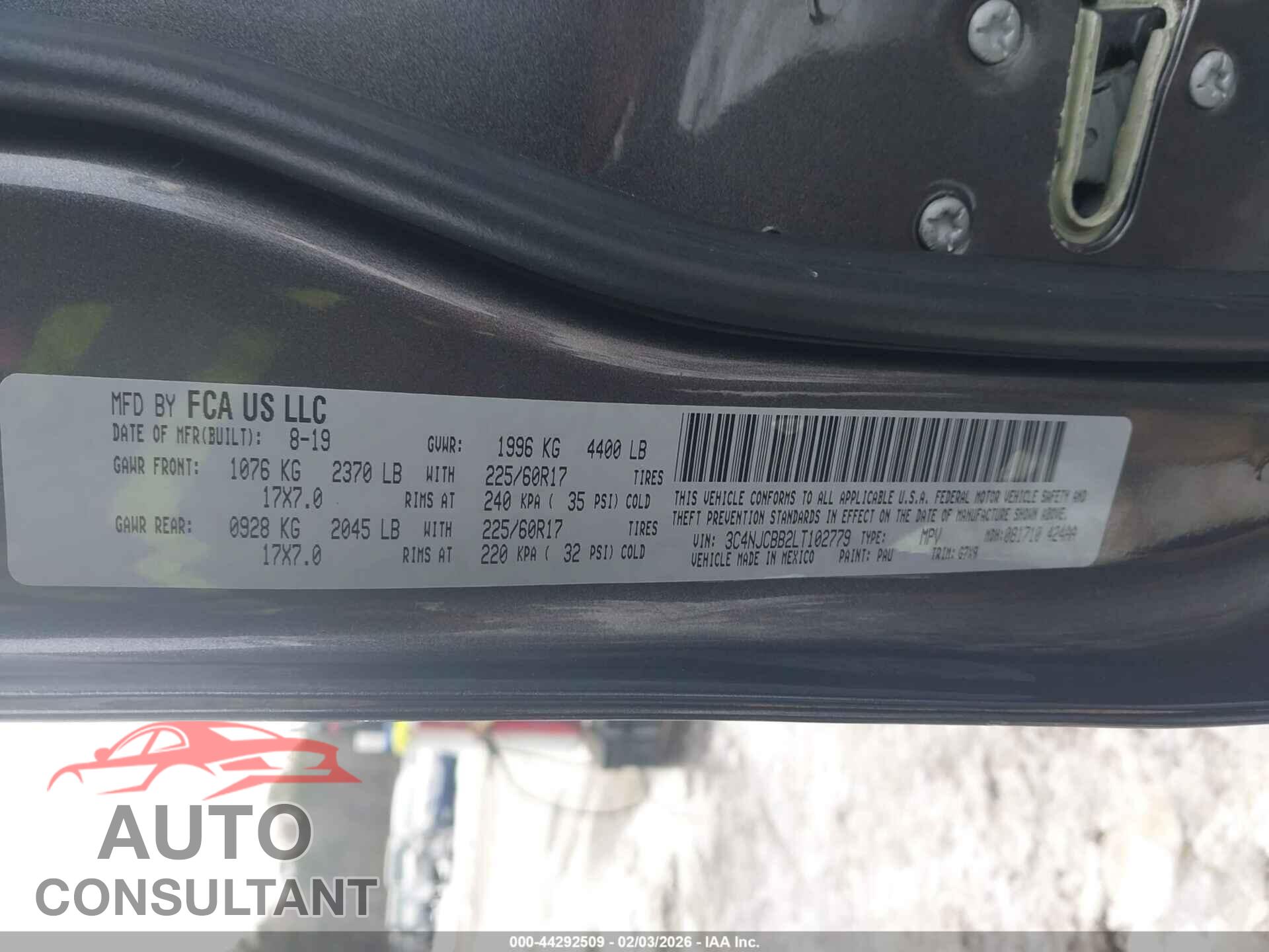 JEEP COMPASS 2020 - 3C4NJCBB2LT102779