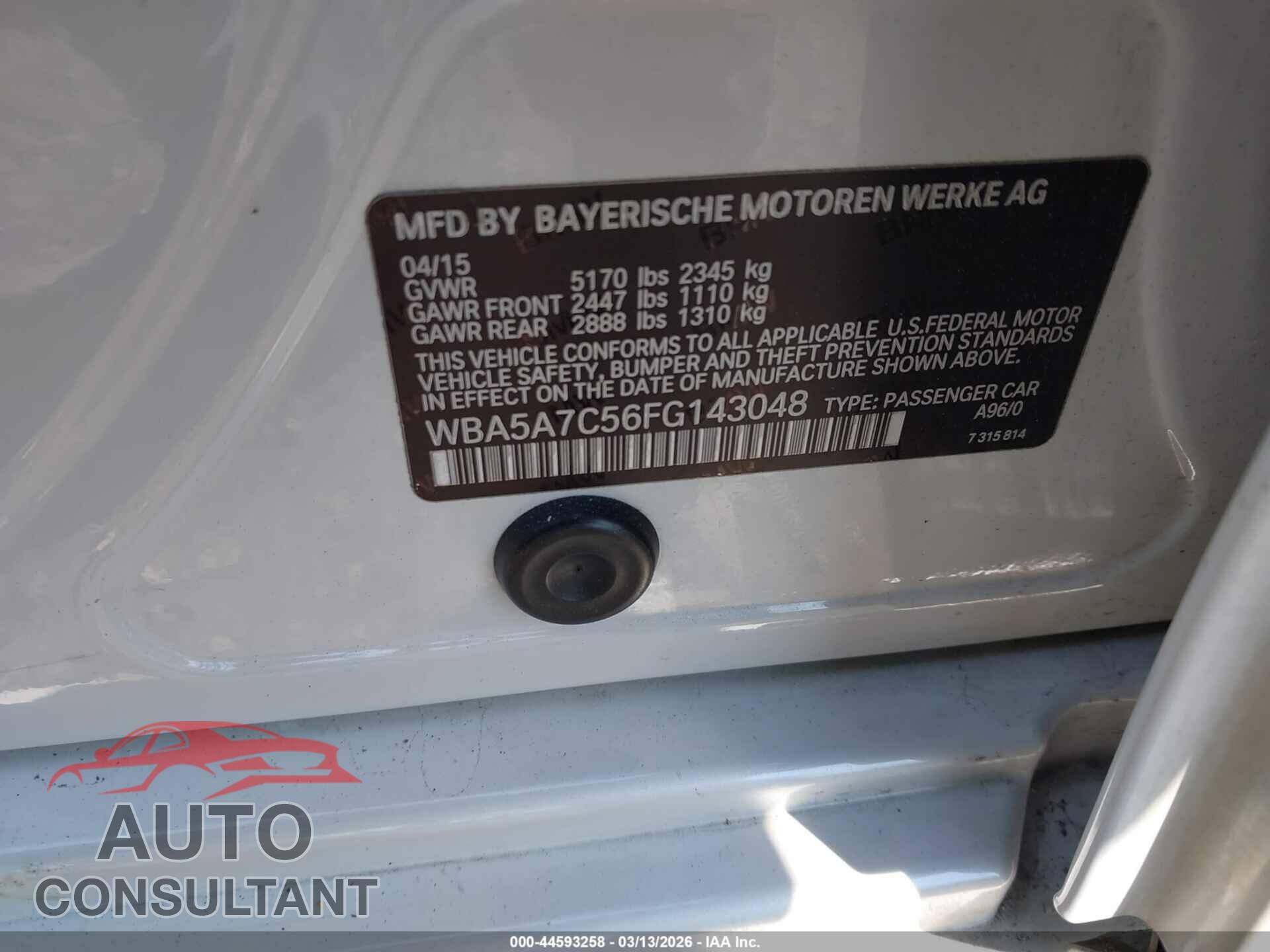 BMW 528I 2015 - WBA5A7C56FG143048